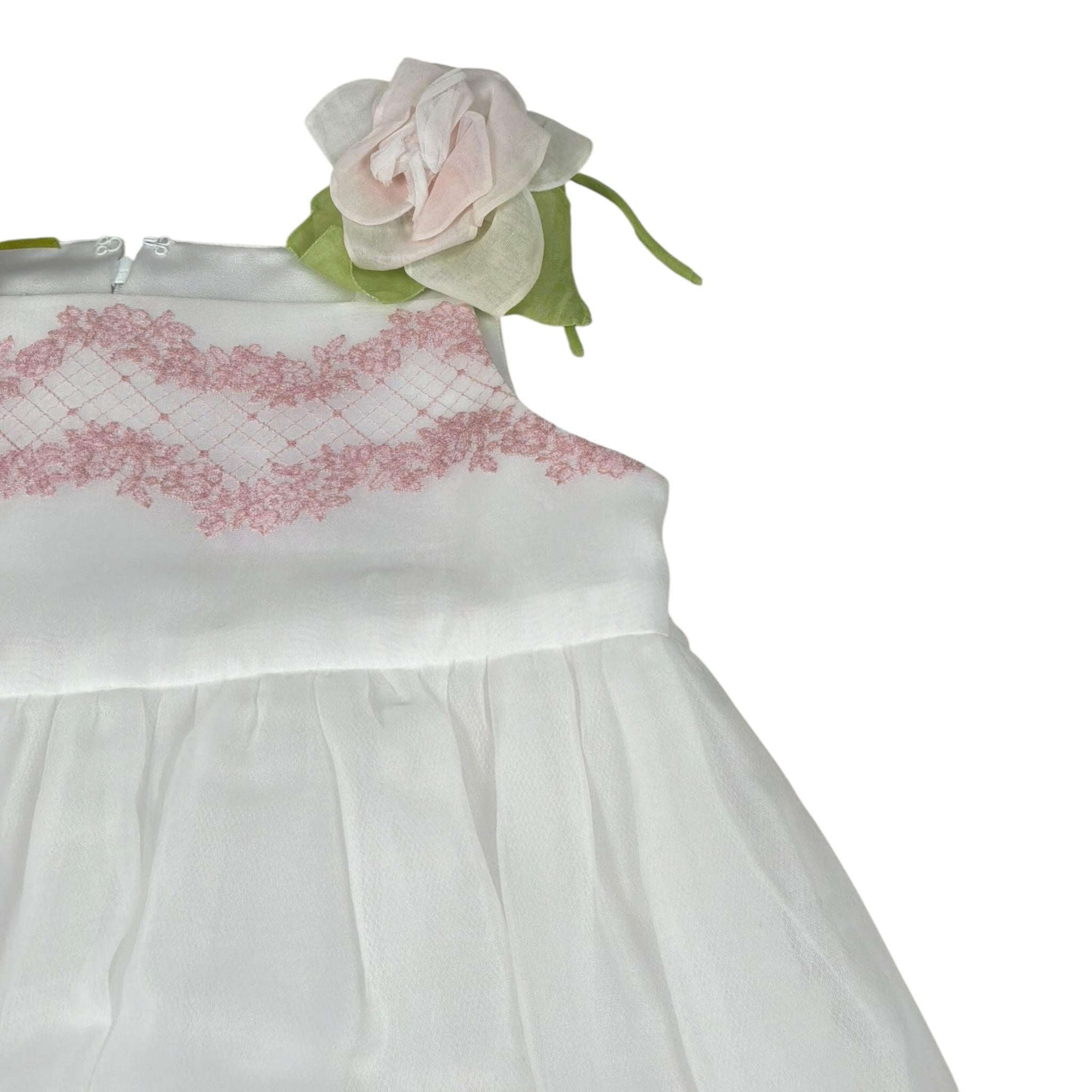 Raffaella Abito Cerimonia Tinta Unia con Ricami  per Bambina BABYAB BIANCO RAFFAELLA 