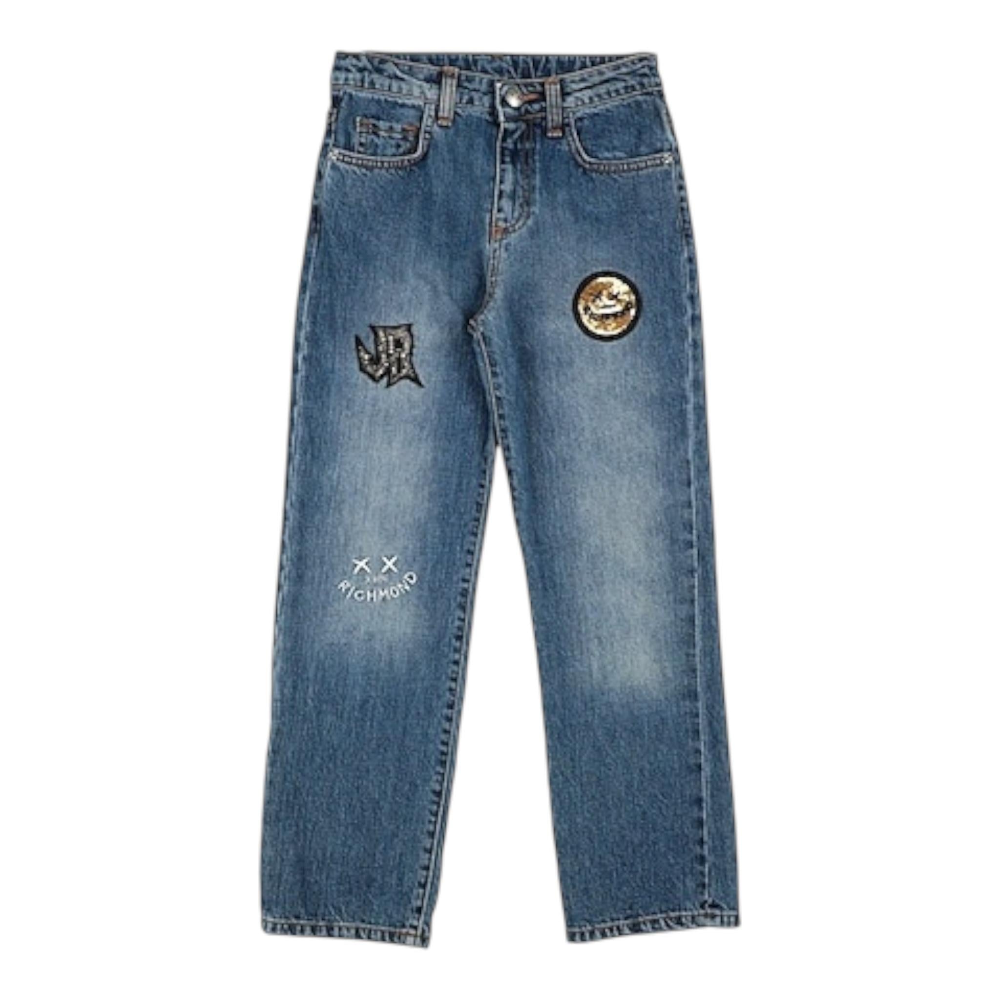 JOHN RICHMOND jeans tinta unita con brillantini e paillettes Blu per Bambina RGA24032JE BLU JOHN RICHMOND 