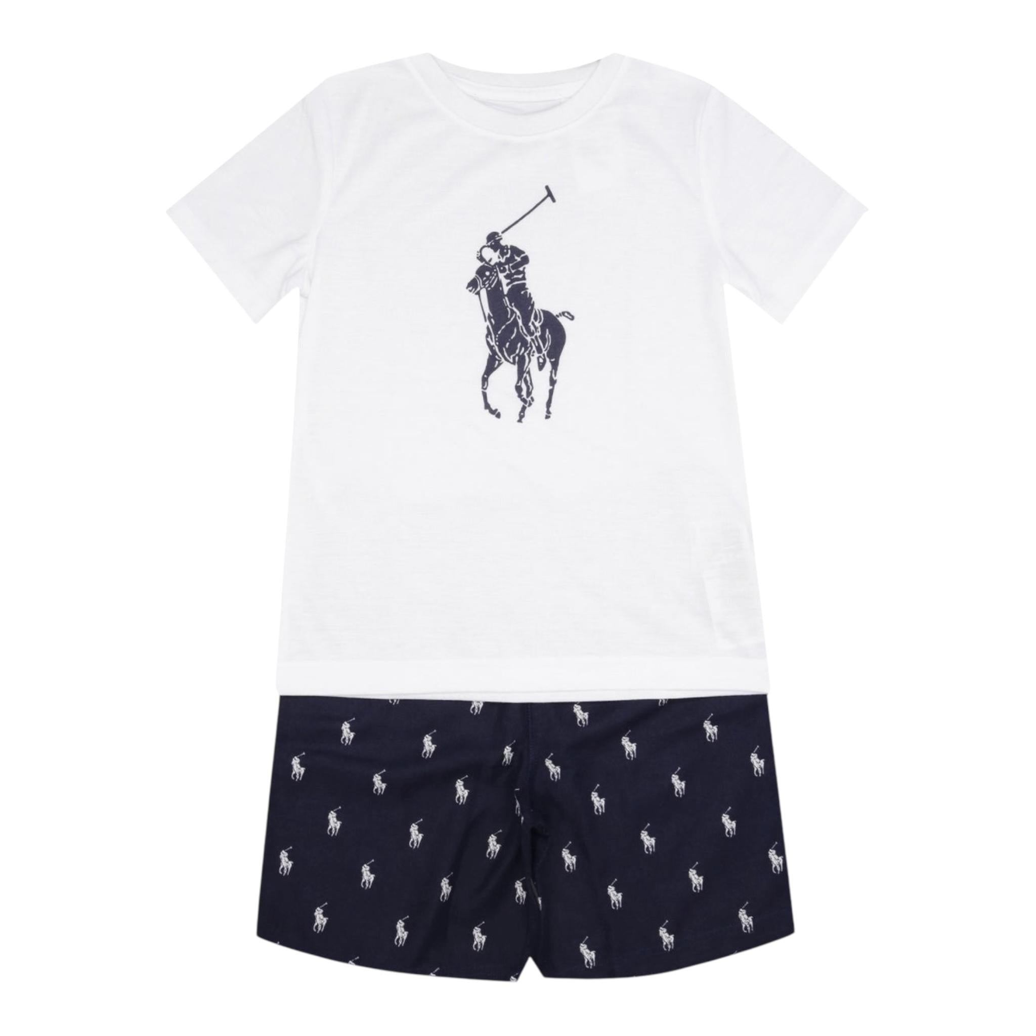 Ralph Lauren Completo 2 Pezzi Pigiama T-Shirt-Bermuda  per Bambino 9P0109 BIANCO RALPH LAUREN 