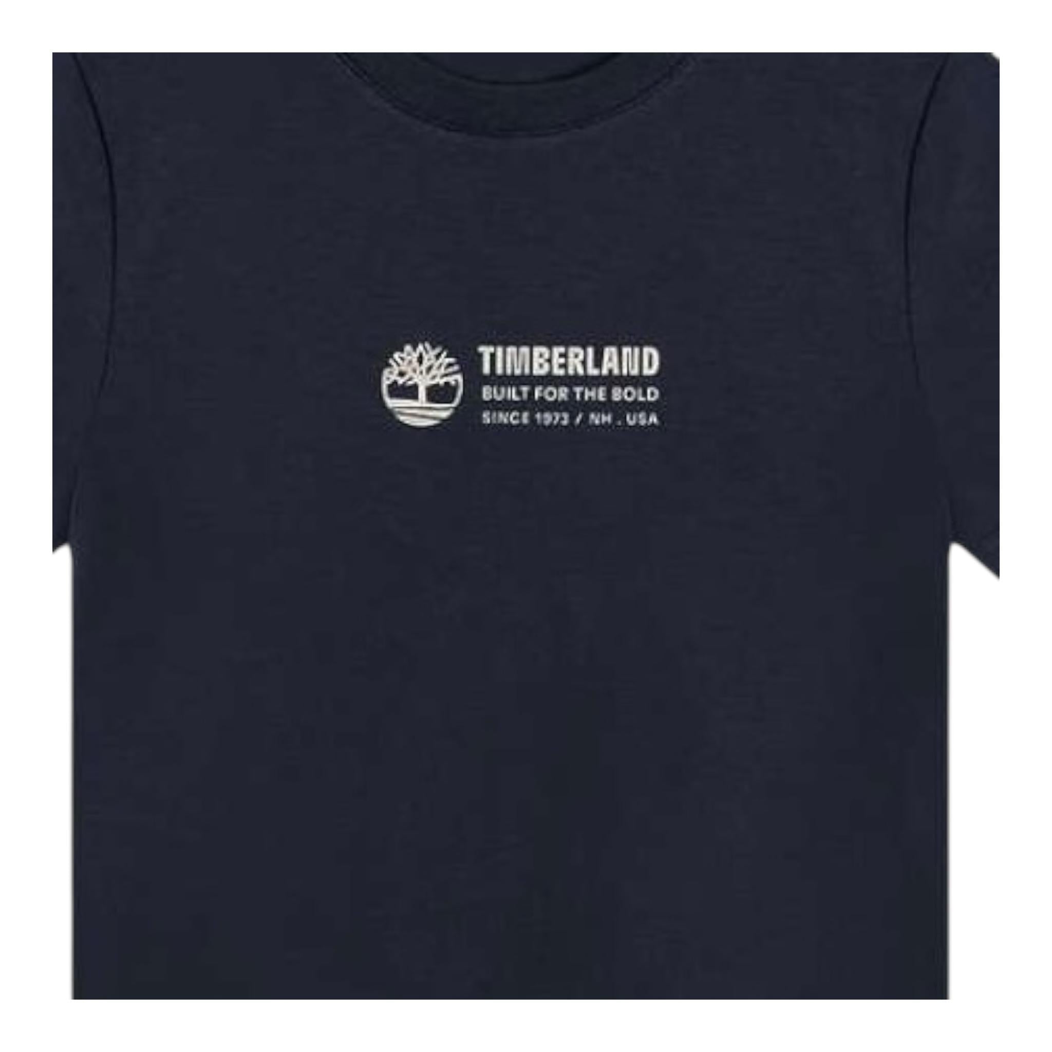 Timberland T-Shirt Girocollo Tinta Unita con Stampa per Bambino T60084 BLU TIMBERLAND 