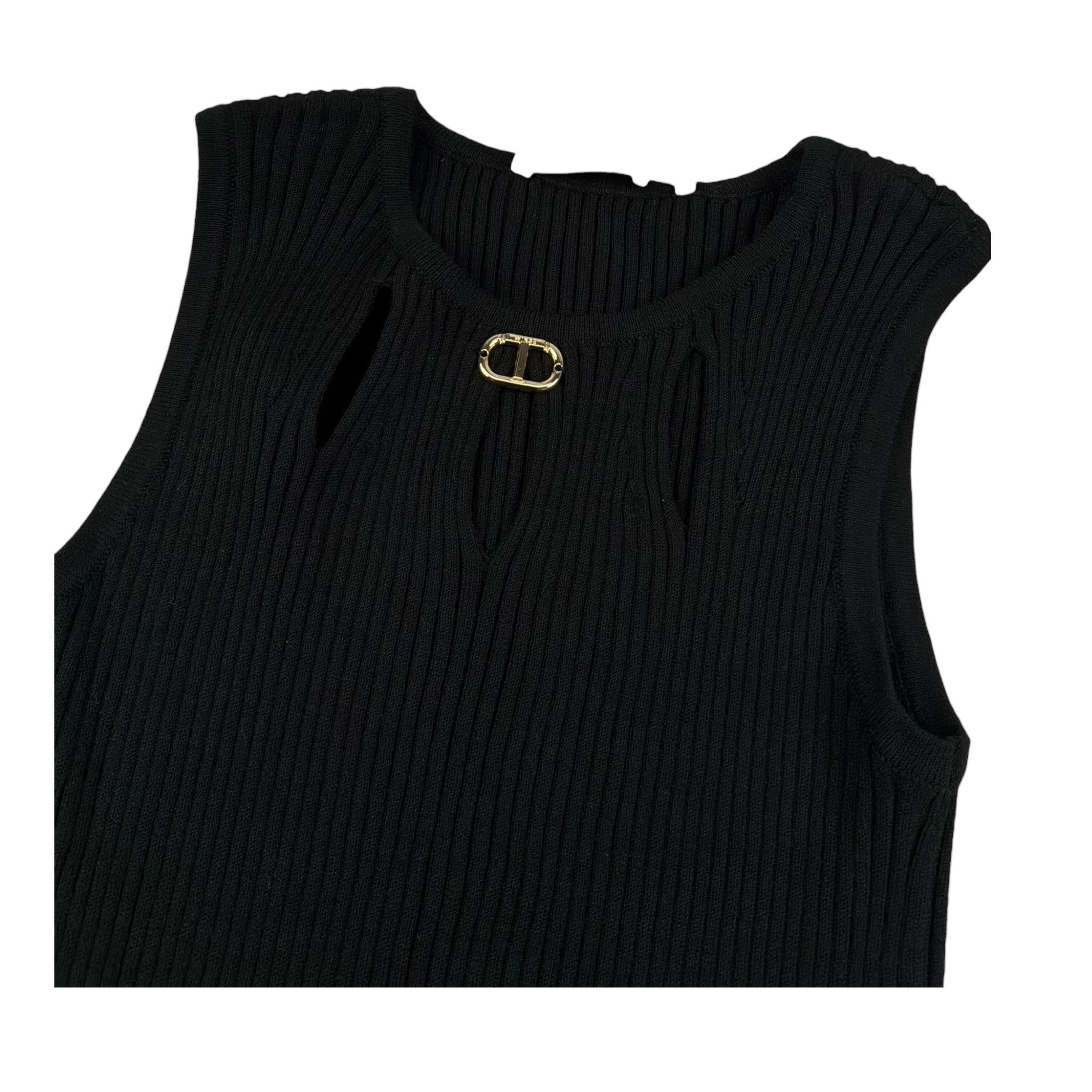 Twinset Abito Tinta Unita Giromanica In Maglia per Bambina 251GJ3410X NERO TWINSET 