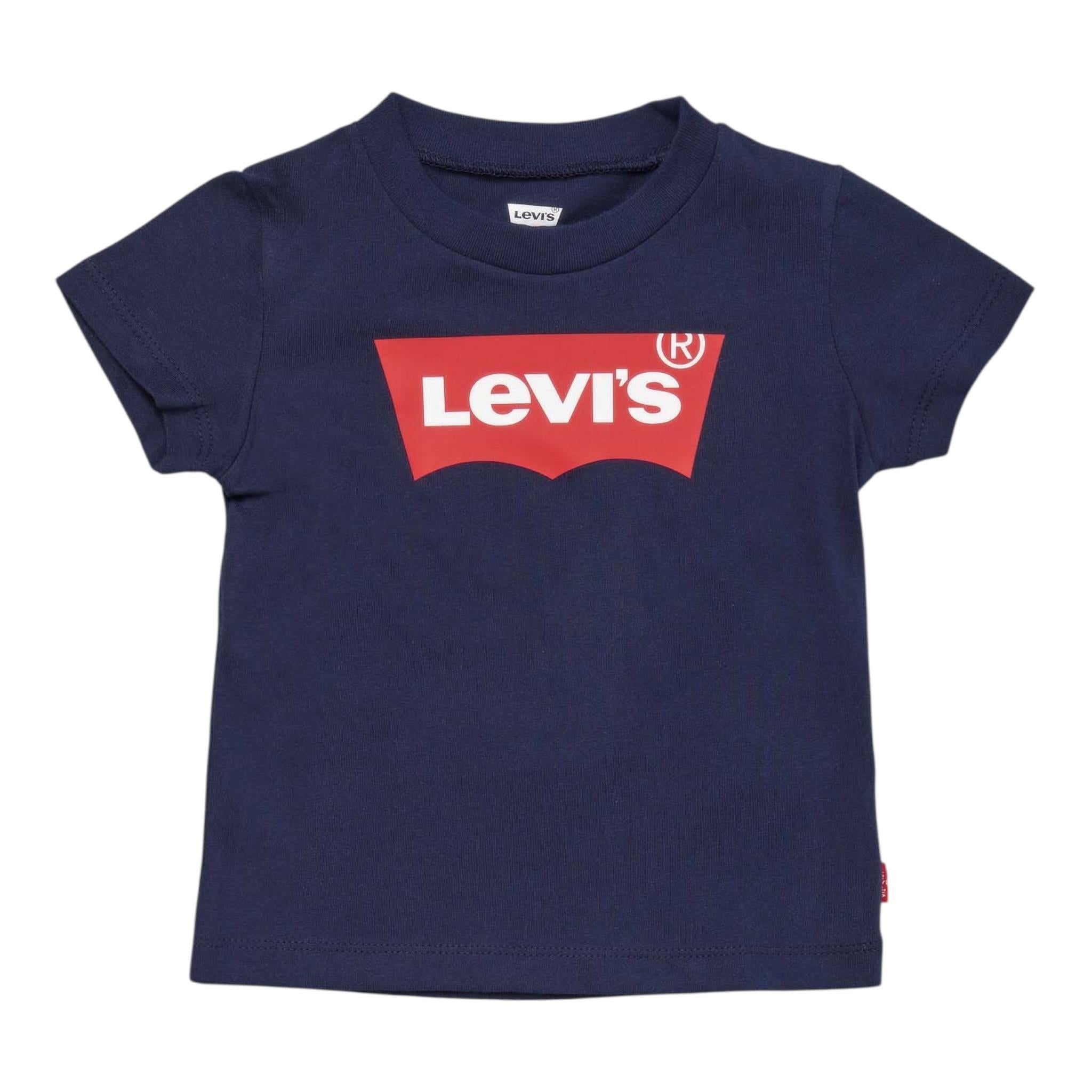 Levi'S T-Shirt Girocollo Tinta Unita con Logo per Neonato 6E8157XX BLU LEVI'S 
