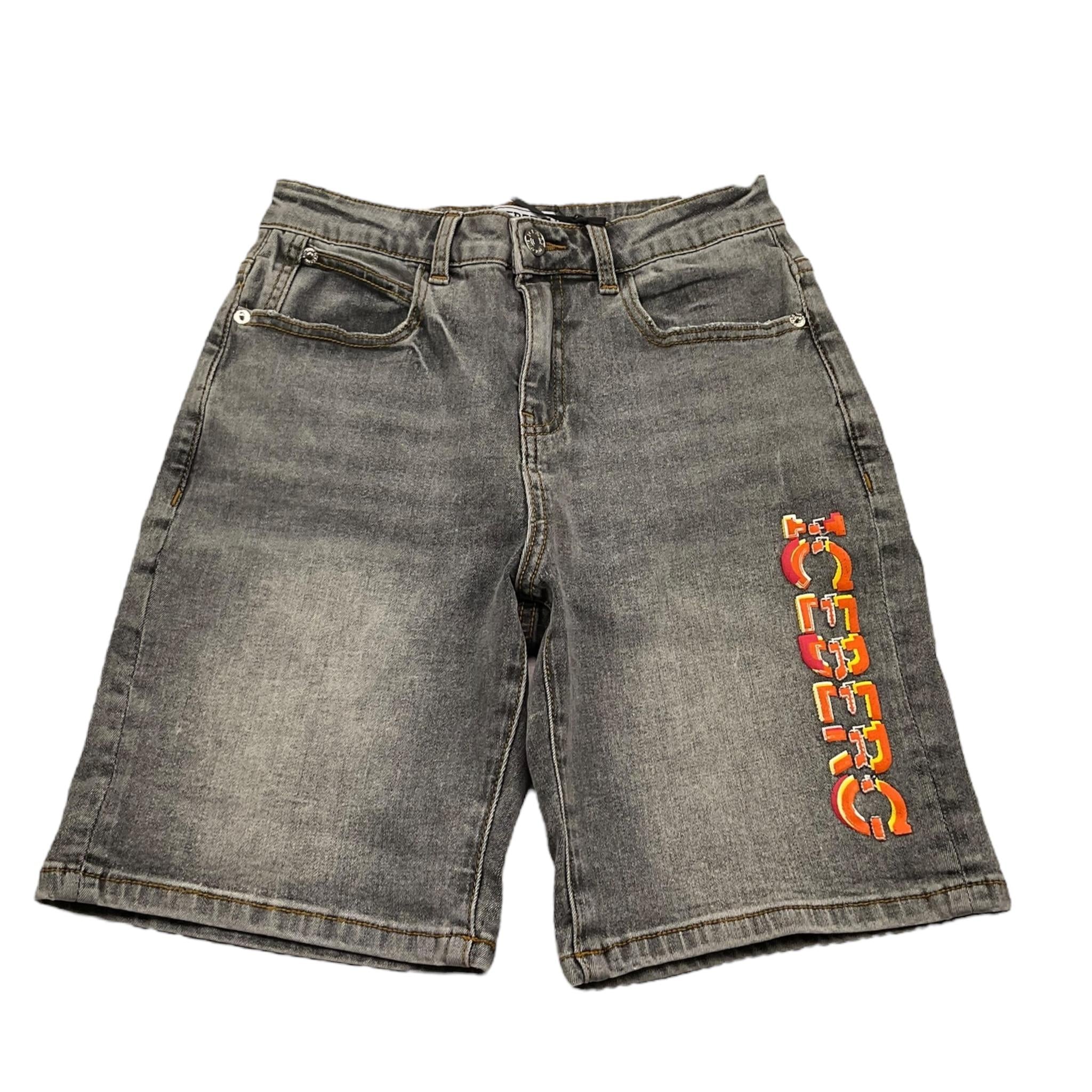 Iceberg Bermuda In Denim Tinta Unita con Stampa per Bambino BMICE5104J NERO ICEBERG 