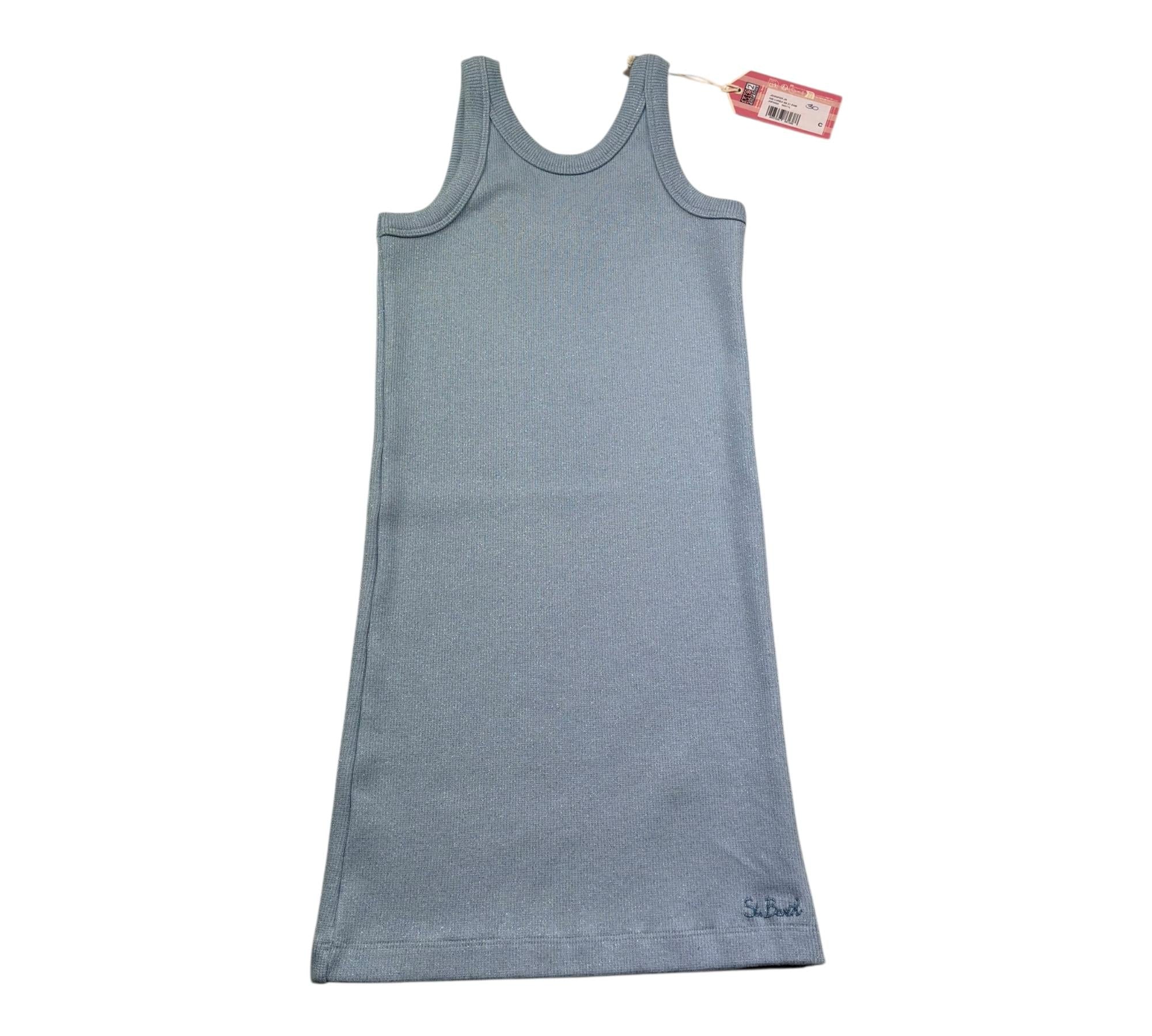 Saint Barth Abito Giromanica Tinta Unita Lurex per Bambina JENNIFER AZZURRO SAINT BARTH 