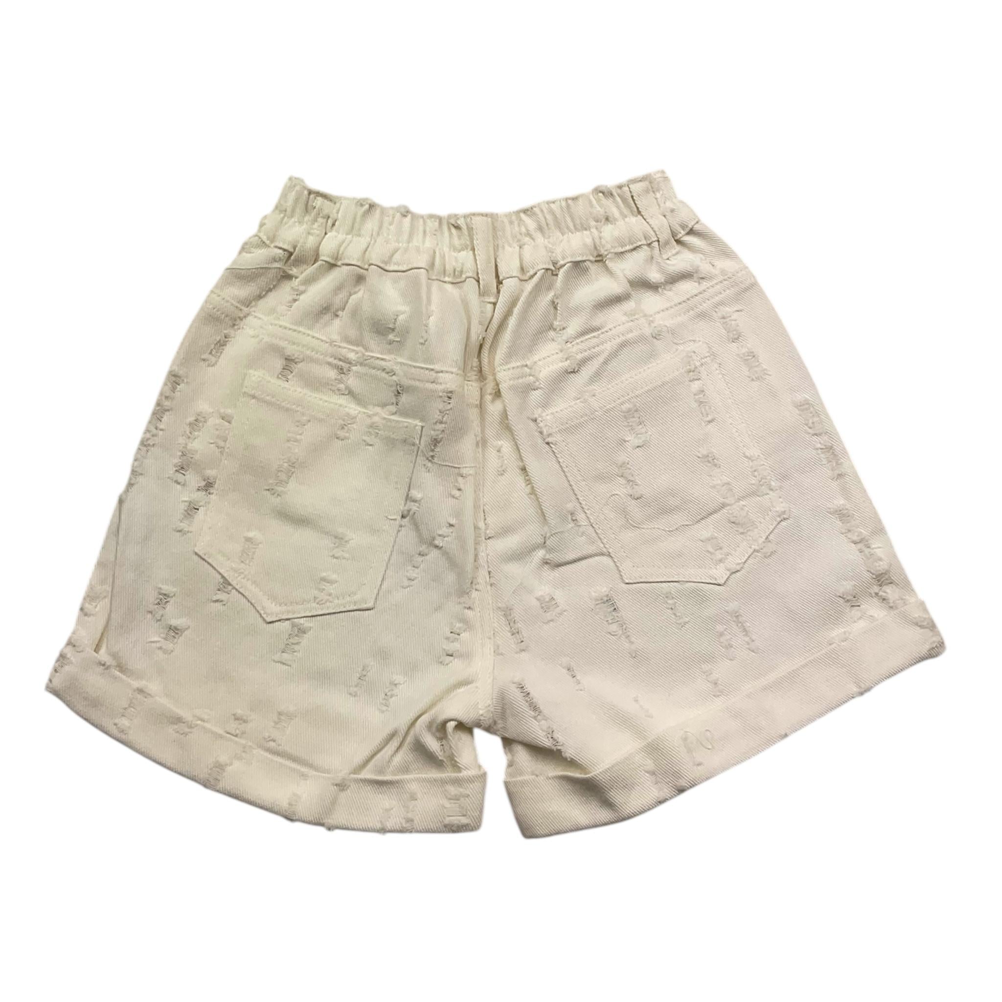 Miss Grant Short In Denim Tinta Unita con Elastico In Vita per Bambina MG1257 BIANCO MISS GRANT 