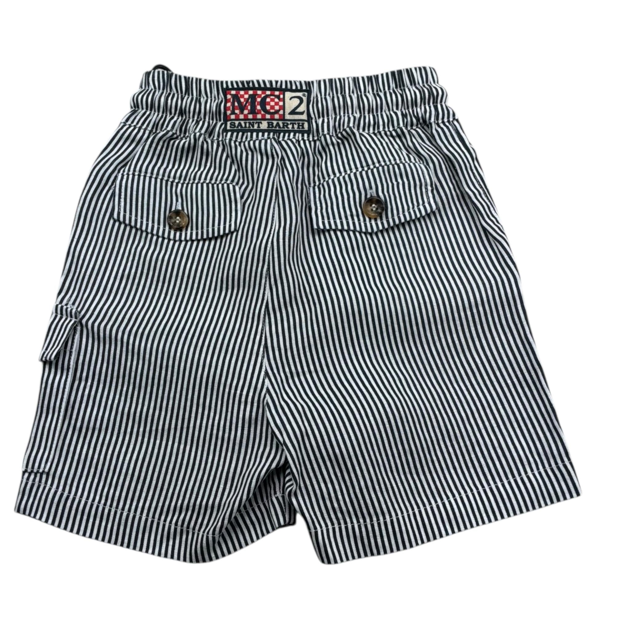 Saint Barth Bermuda Bicolore con Fantasia A Righe per Bambino MRE0001 BLU SAINT BARTH 