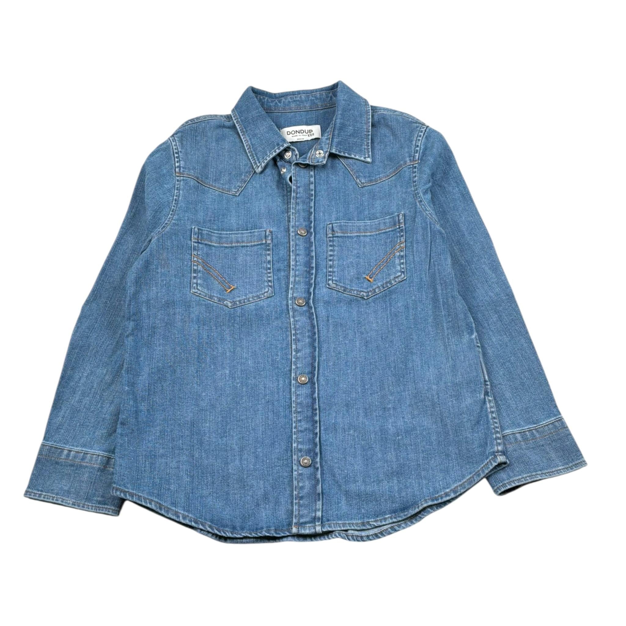Dondup Camicia Manica Lunga Tinta Unita In Denim per Bambino DMCA043 AZZURRO DONDUP 