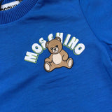 Moschino T-Shirt Girocollo Tinta Unita con Stampa per Neonata MZM047 BLU MOSCHINO 