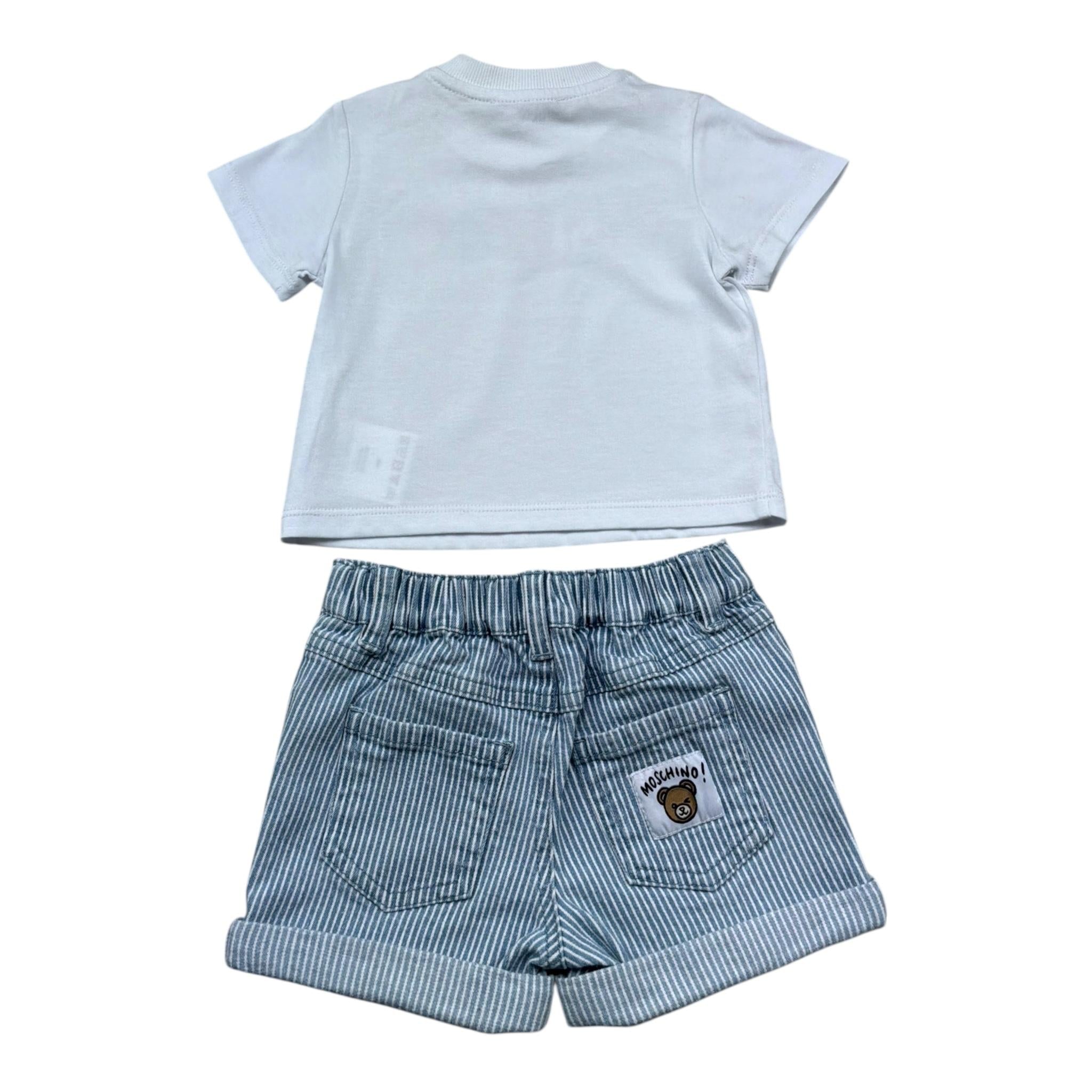 Moschino Completo 2 Pezzi T-Shirt-Bermuda Tinta Unita con Stampa per Neonato MUG01O BIANCO MOSCHINO 