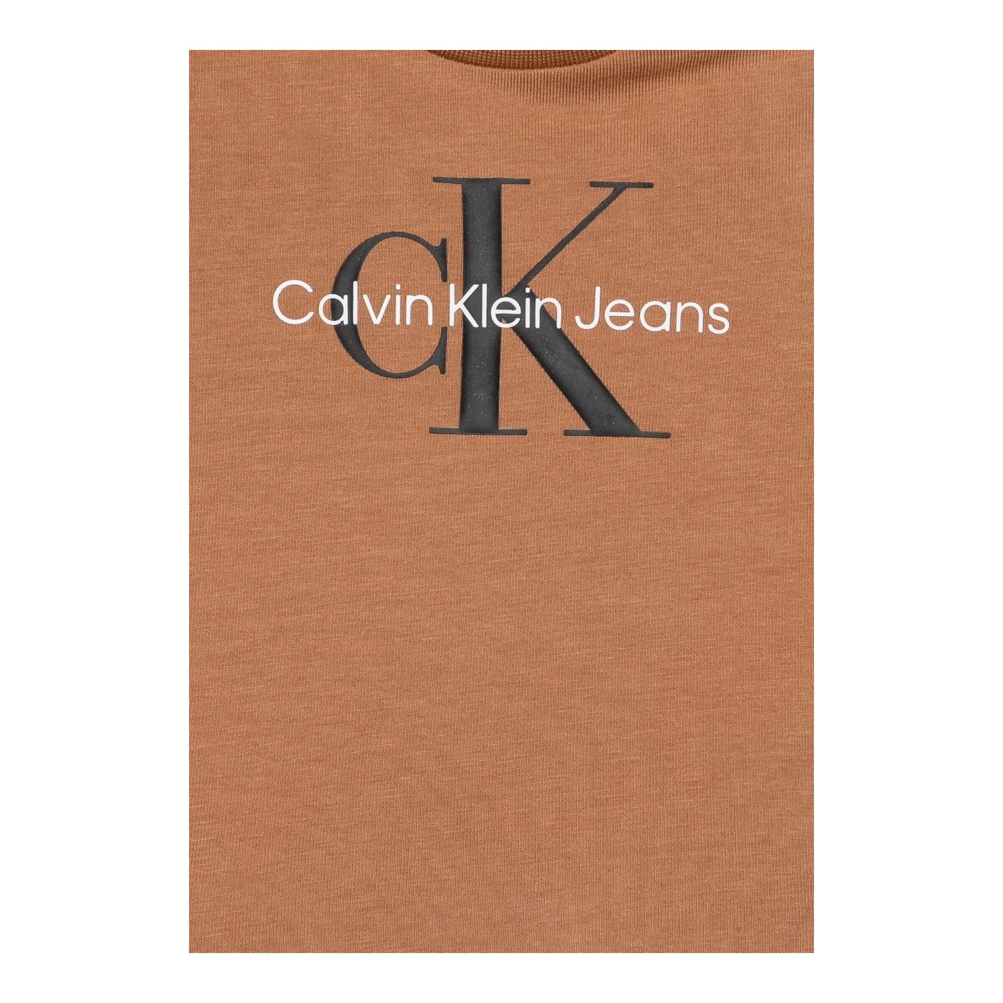 Calvin Klein T-Shirt Girocollo Tinta Unita con Logo per Neonato IN0IN0001 CAMMELLO CALVIN KLEIN 