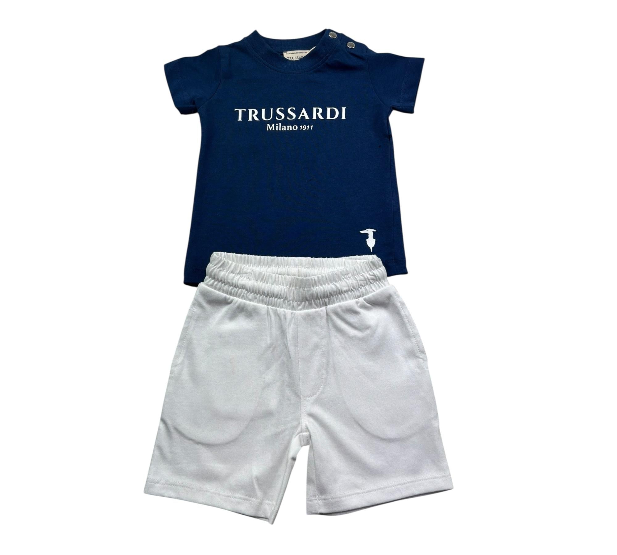 Trussardi Completo 2 Pezzi T-Shirt-Bermuda per Neonato TIP26008CJ BIANCO/BLU TRUSSARDI 