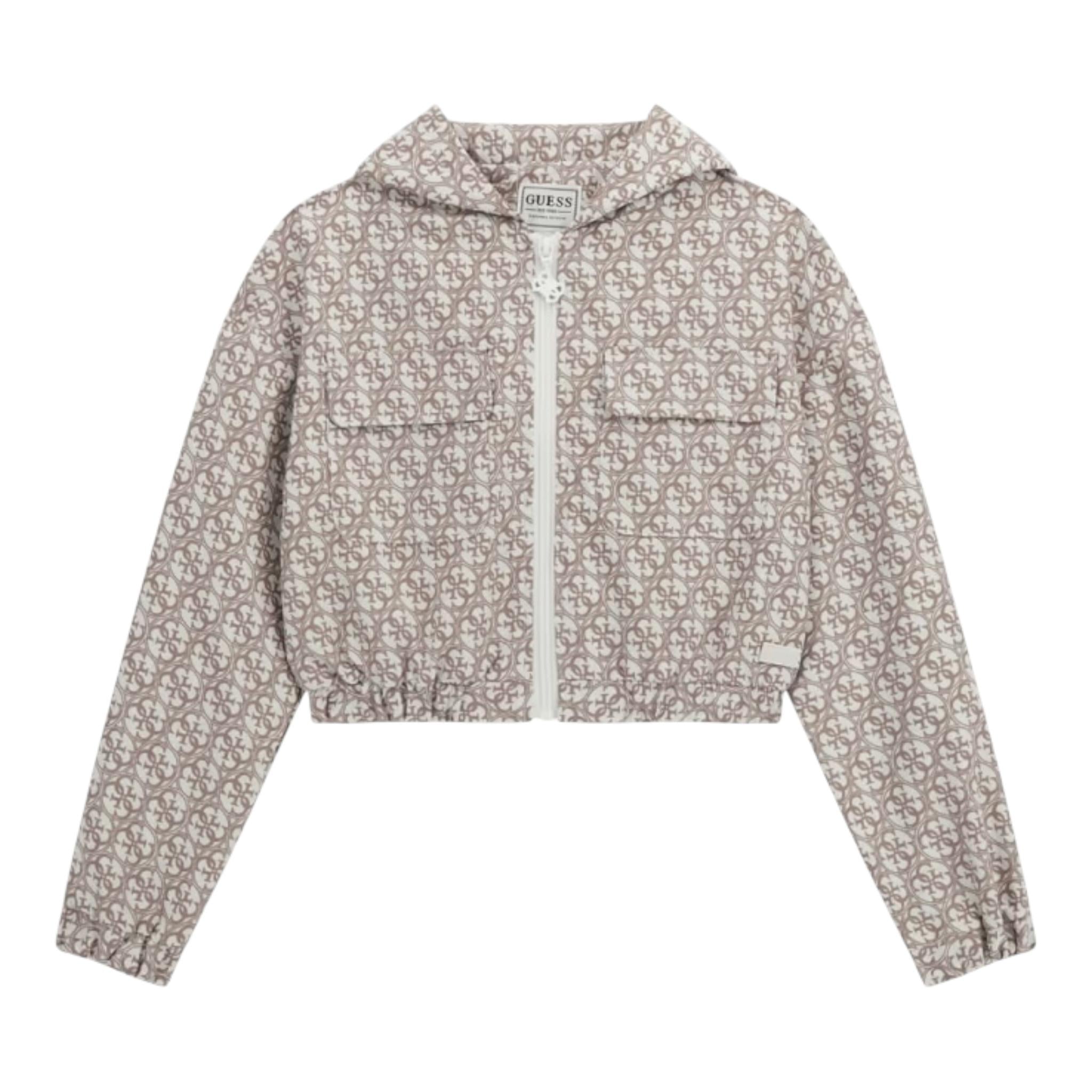 Guess Felpa Chiusa con Cappuccio Tinta Unita con Stampe Logo per Bambina J5RQ03WH2K0 BEIGE GUESS 