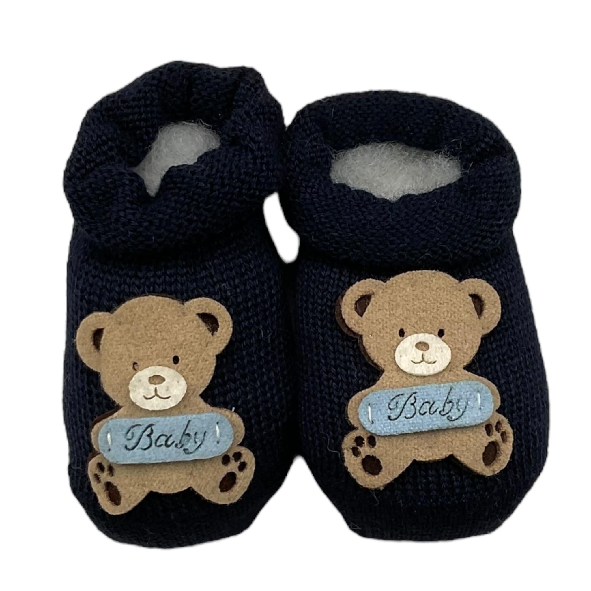 STORY LORIS babbucce tinta unita con orso Blu per Neonato 2835 BLU STORY LORIS 