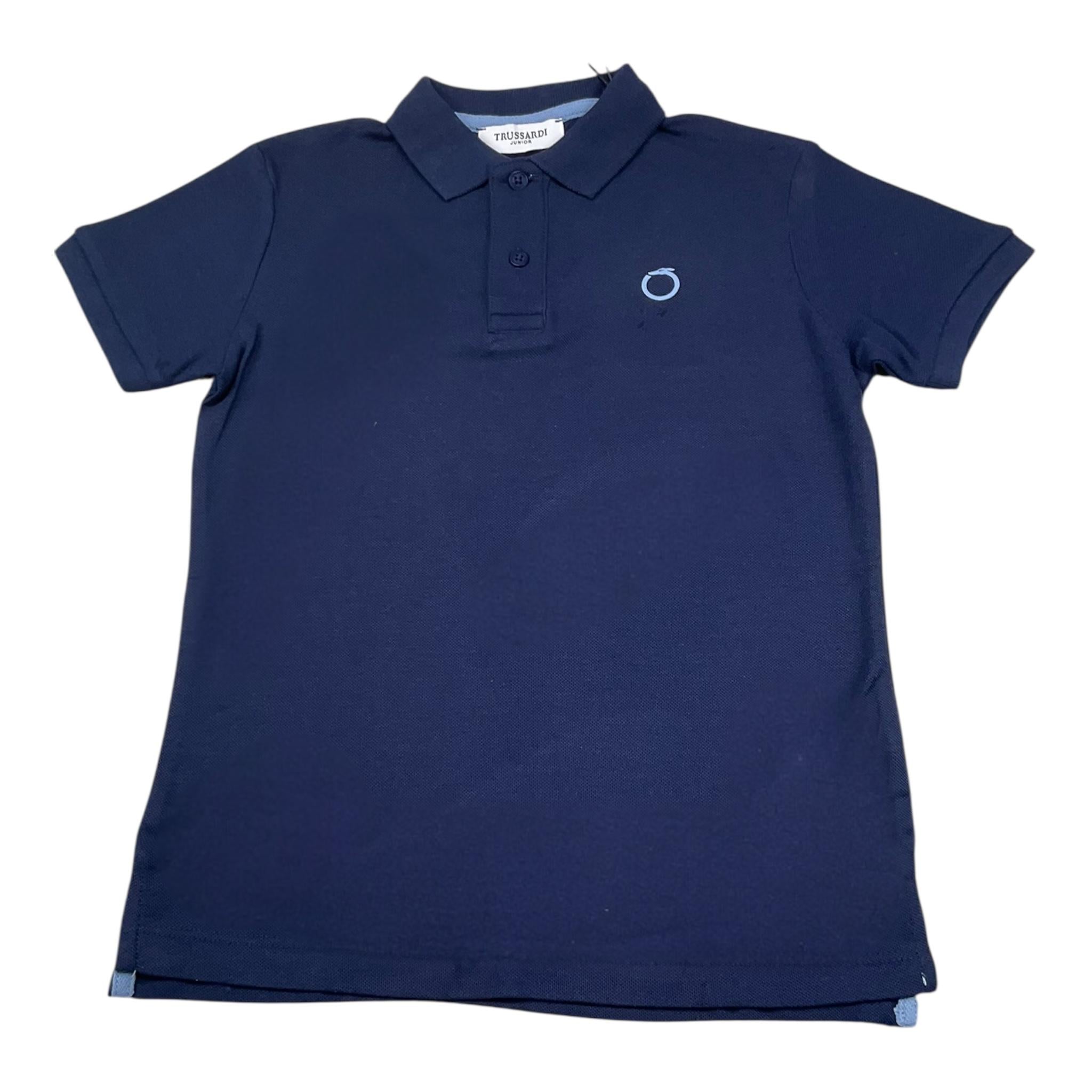 Trussardi Polo Tinta Unita con Logo Mezza Manica per Bambino TIP25014POJ BLU TRUSSARDI 