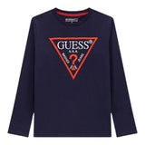 Guess Shirt Girocollo Tinta Unita con Logo per Bambino L84I29K8HM0 BLU GUESS 