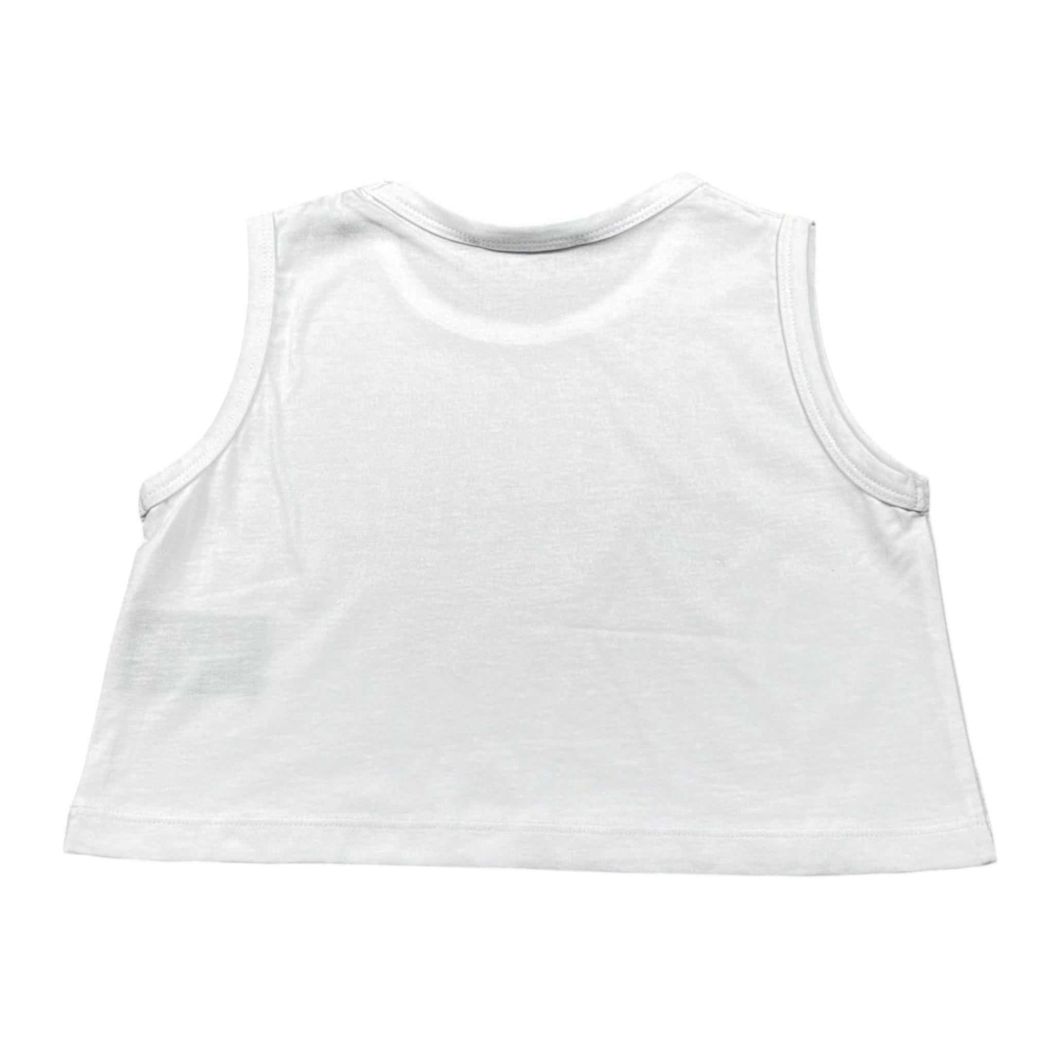 John Richmond Canotta Modello Crop Tinta Unita con Stampa per Bambina RGP26058TO BIANCO JOHN RICHMOND 