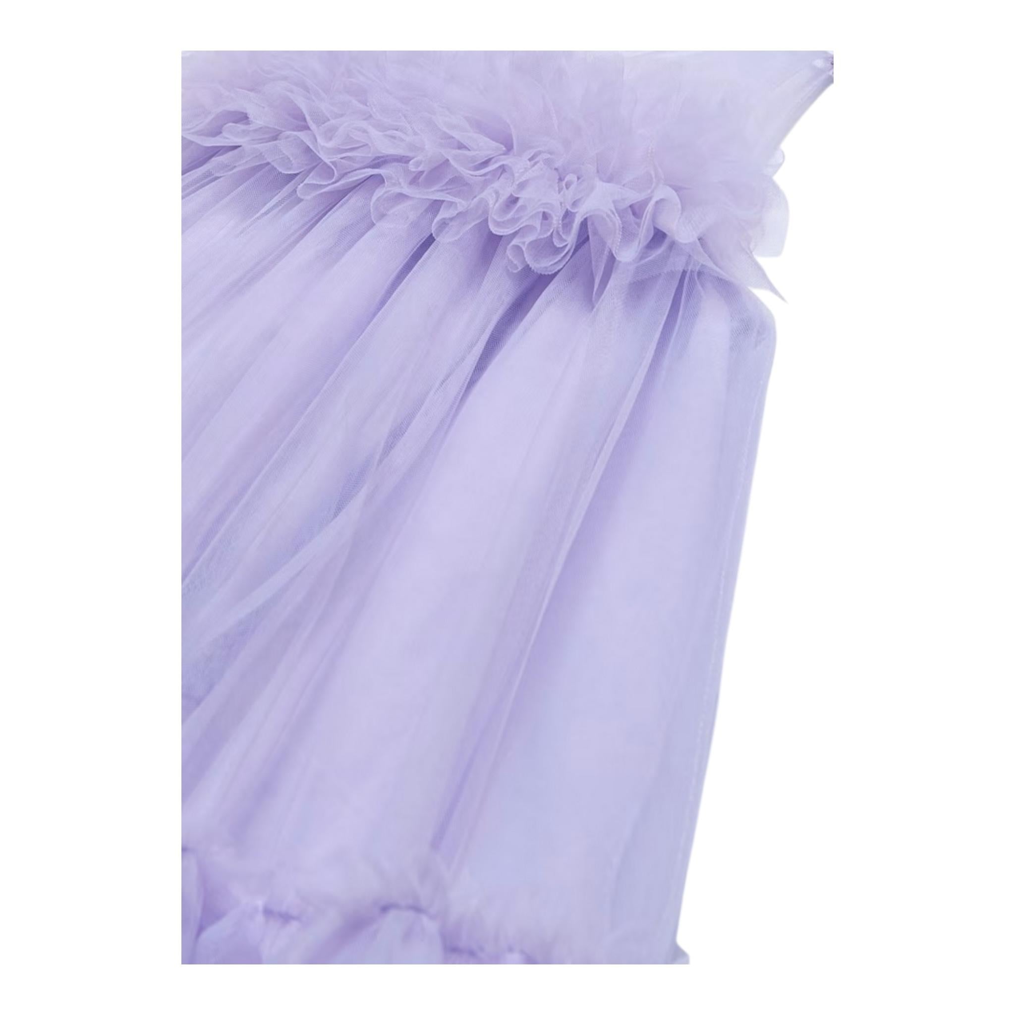 Abel & Lula Abito Tinta Unita Giromanica con Tulle per Bambina 5051 LILLA ABEL & LULA 