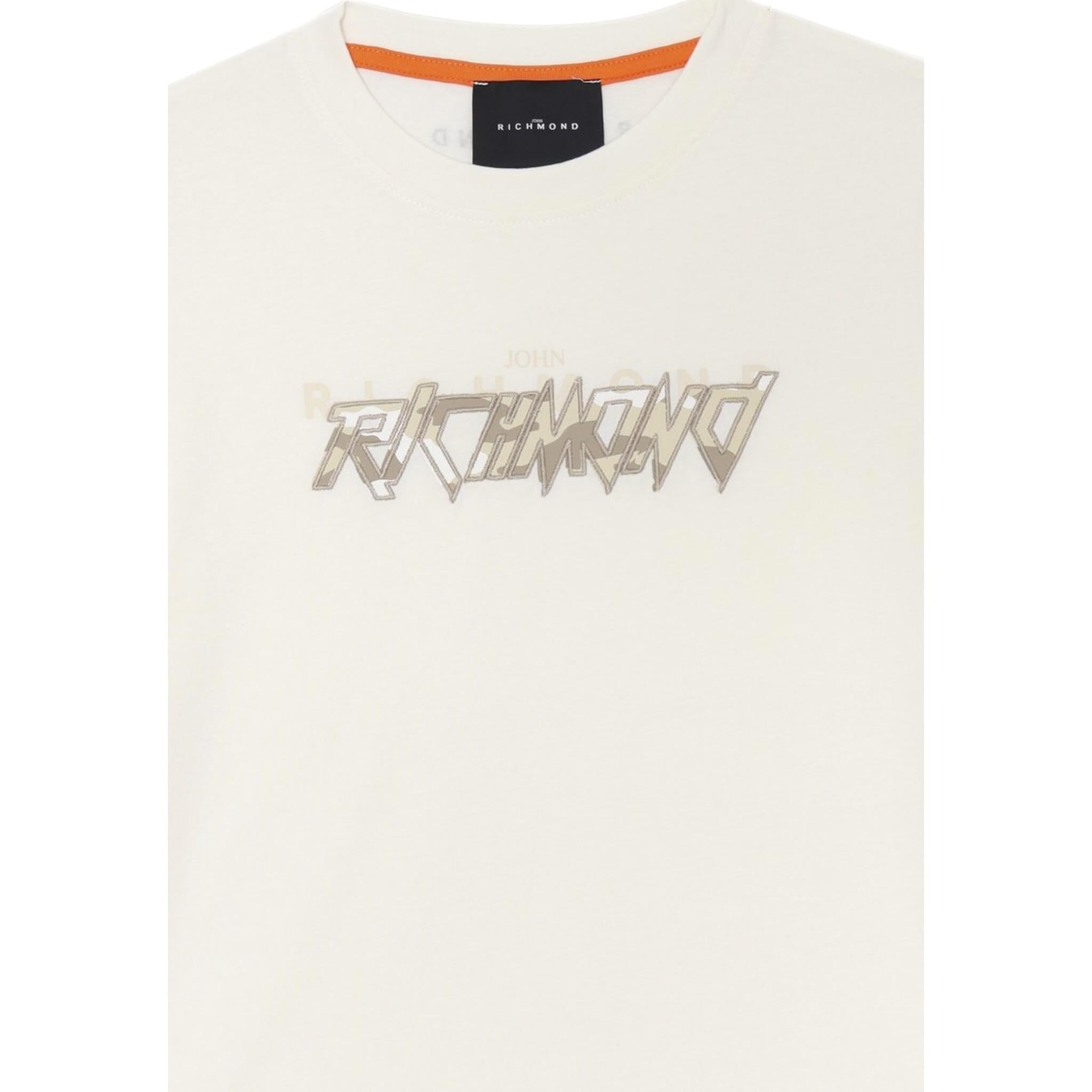 John Richmond T-Shirt Girocollo Tinta Unita con Stampa per Bambino RBP25074TSJ PANNA JOHN RICHMOND 