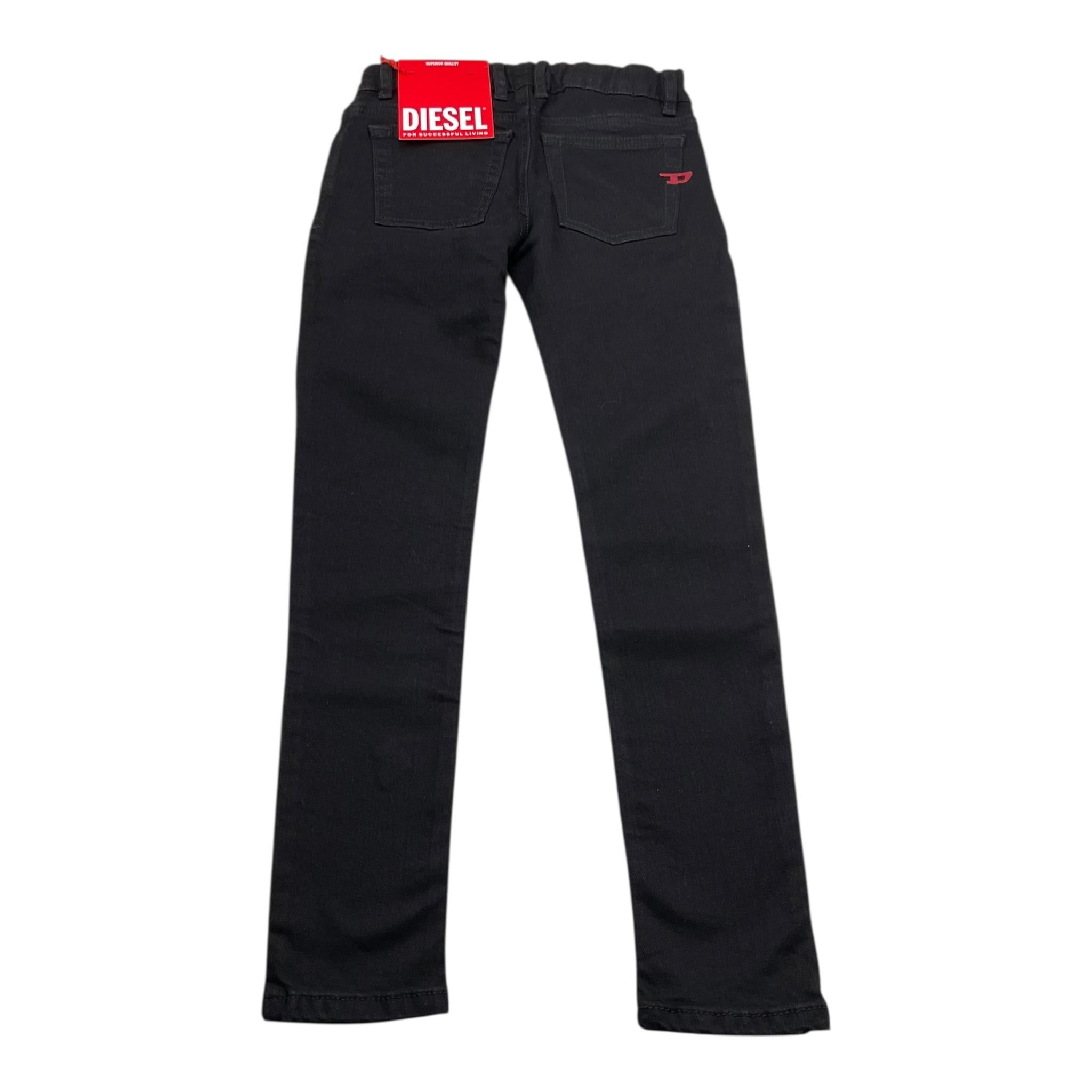 DIESEL jeans tinta unita con girovita regolabile Nero per Bambino J00807 NERO DIESEL 