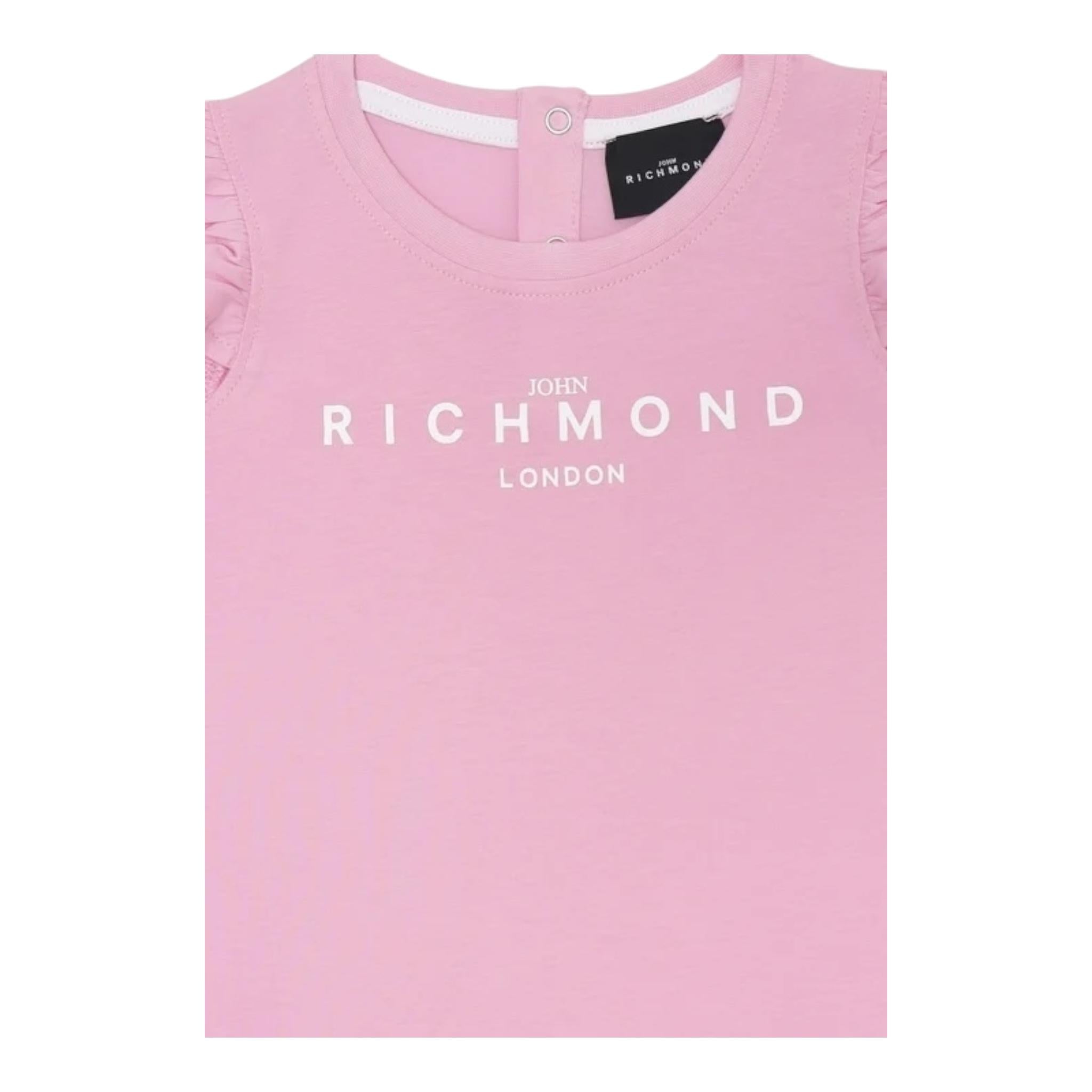 John Richmond T-Shirt Girocollo Tinta Unita con Stampa per Bambina RIP25002TSJ ROSA JOHN RICHMOND 