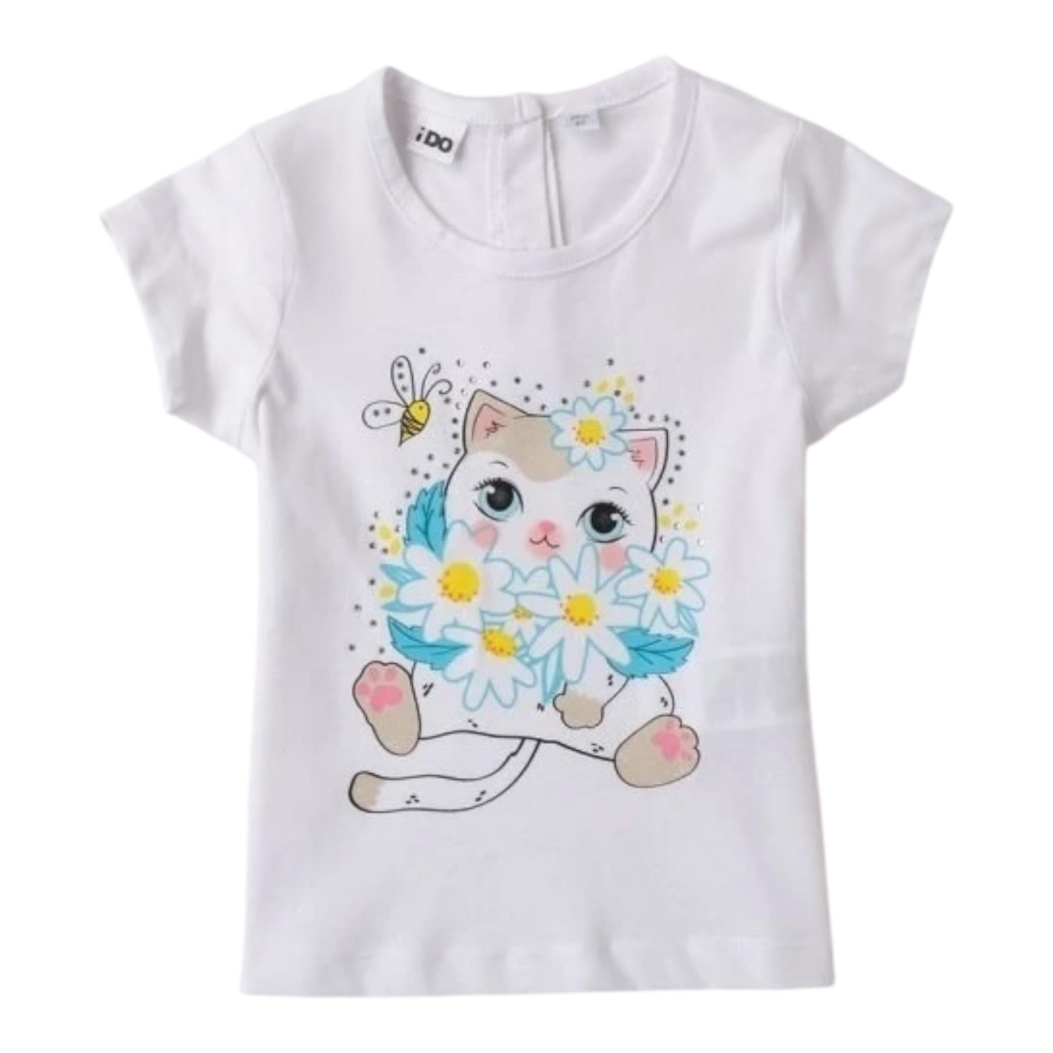 I Do T-Shirt Girocollo Tinta Unita con Stampa per Neonato 4B545 BIANCO I DO 