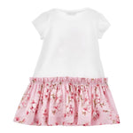 Monnalisa Abito Tinta Unita con Fantasia Fiori per Neonata 11E906XXX BIANCO/ROSA MONNALISA 