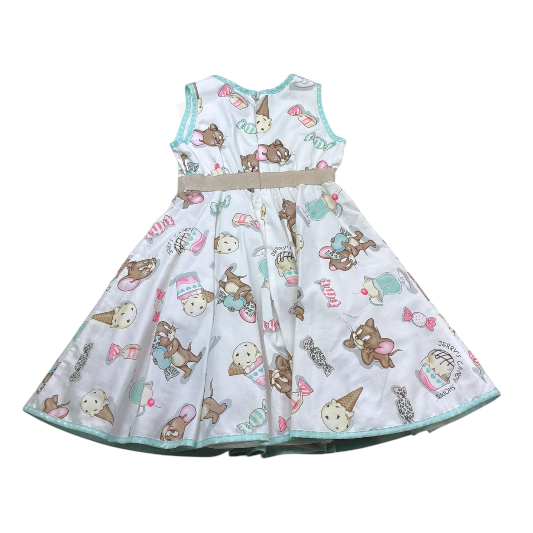 Monnalisa Abito Tinta Unita con Stampa Jerry per Neonata 315914 BIANCO MONNALISA 