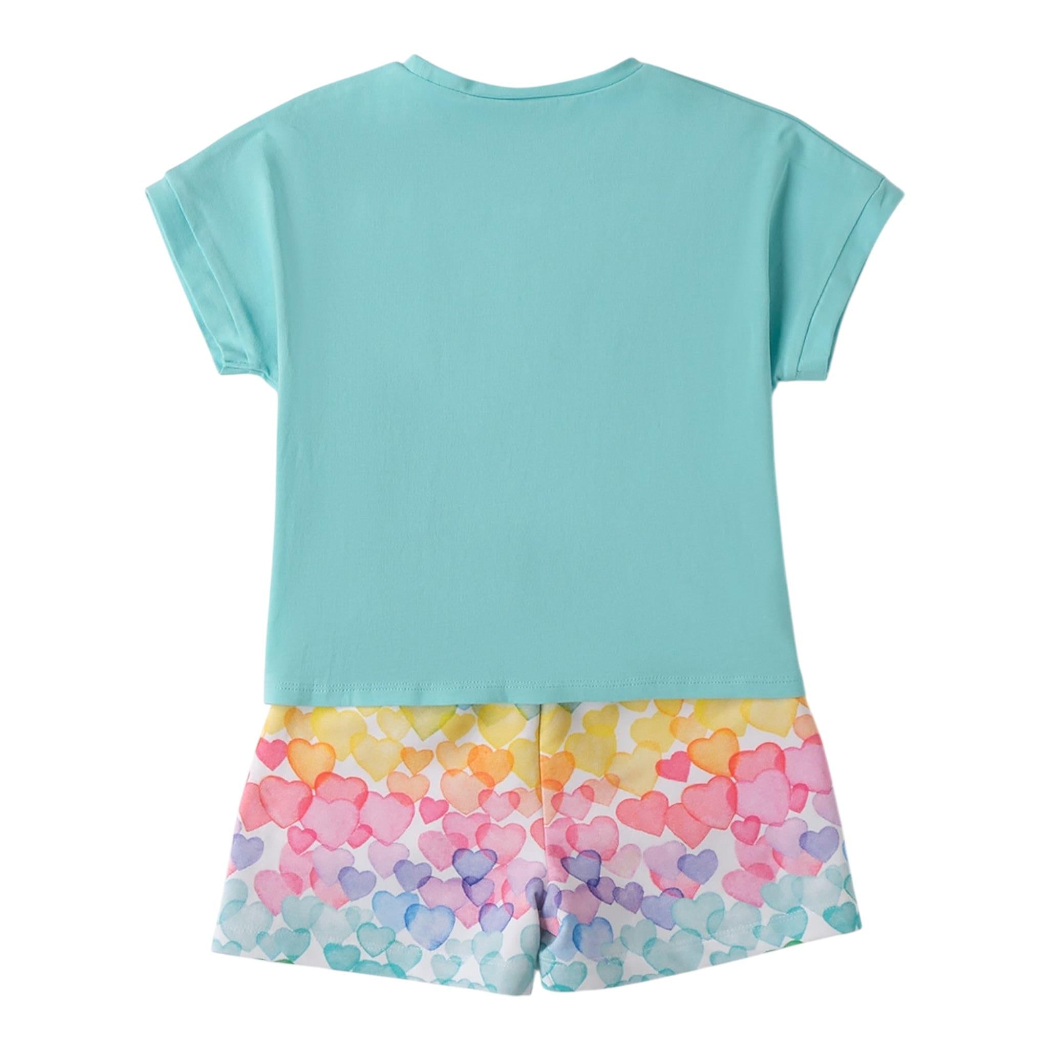Sarabanda Completo 2 Pezzi Short-T-Shirt Verde Acqua per Neonata 0B237 VERDE ACQUA SARABANDA 