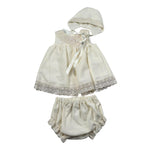 Granlei Completo 3 Pezzi Abito-Coulotte-Cappello per Neonata 125265 AVORIO GRANLEI 