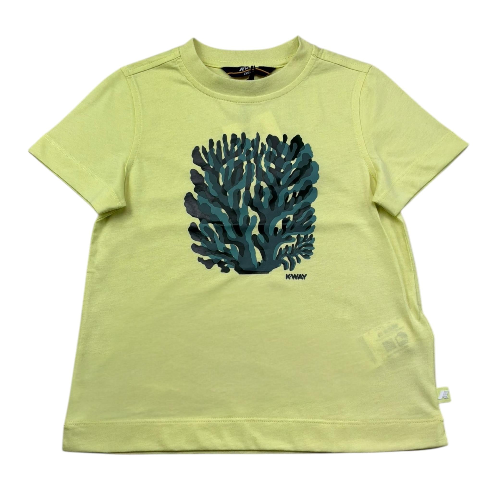K-Way T-Shirt Girocollo Tinta Unita con Stampa per Bambino K2151NW VERDE ACIDO K-WAY 