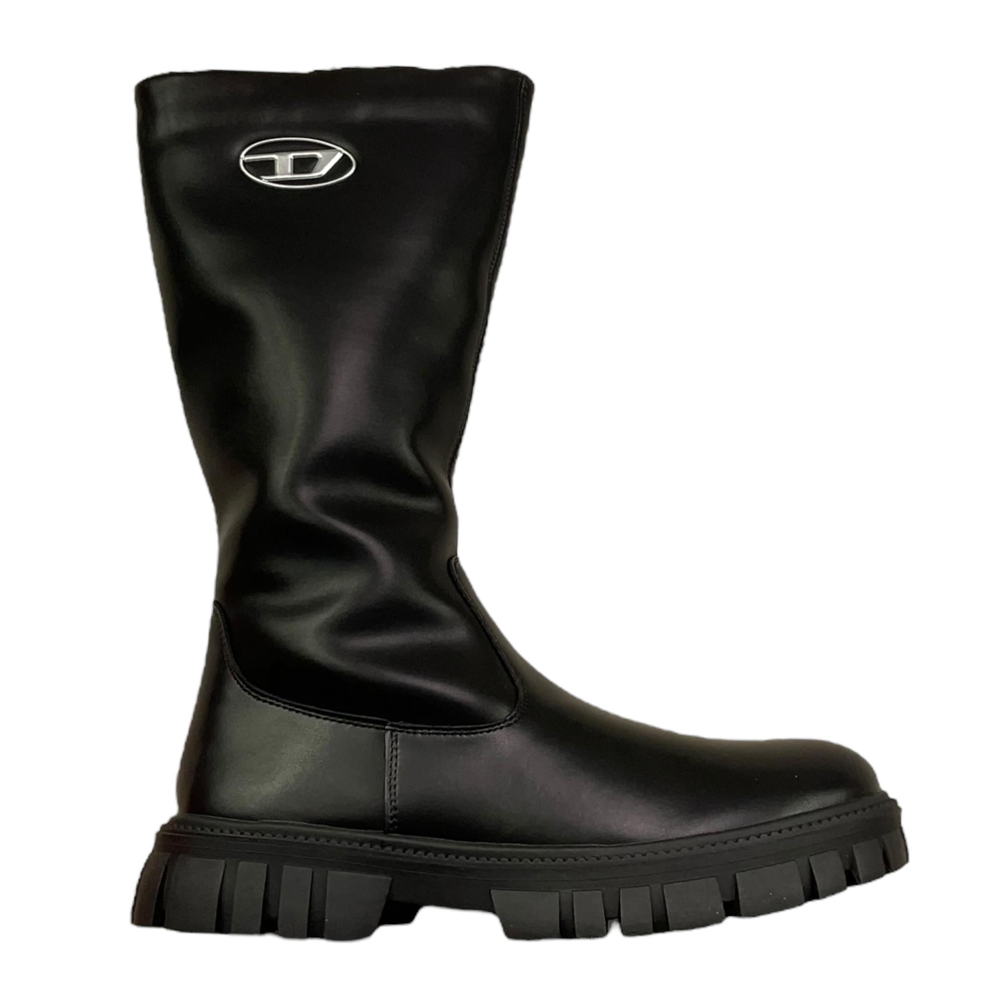DIESEL stivale alto tinta unita con logo Nero per Bambina BC0573X NERO DIESEL 