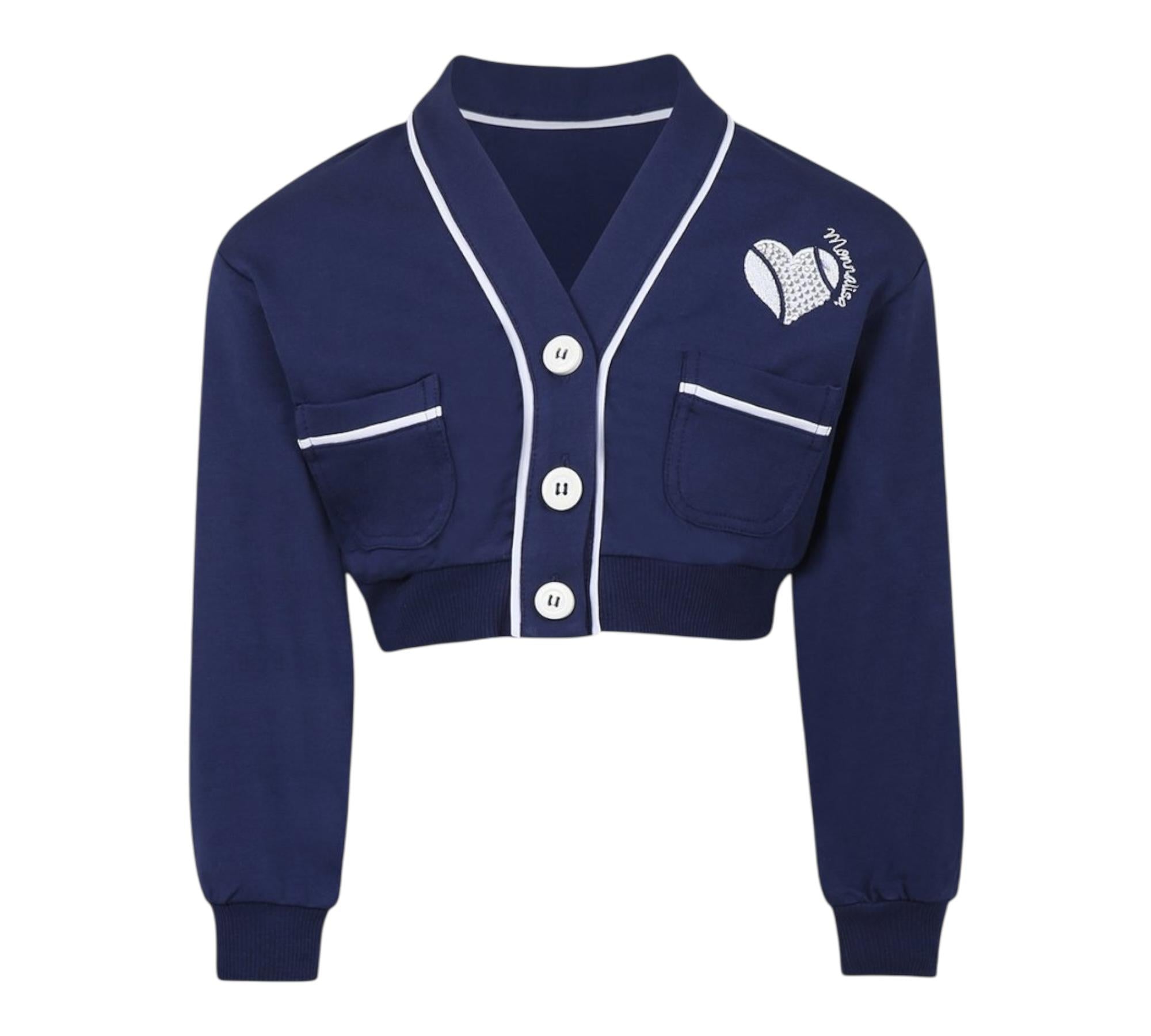 Monnalisa Felpa Aperto con Bottoni Tinta Unita per Bambina 19E801 BLU MONNALISA 