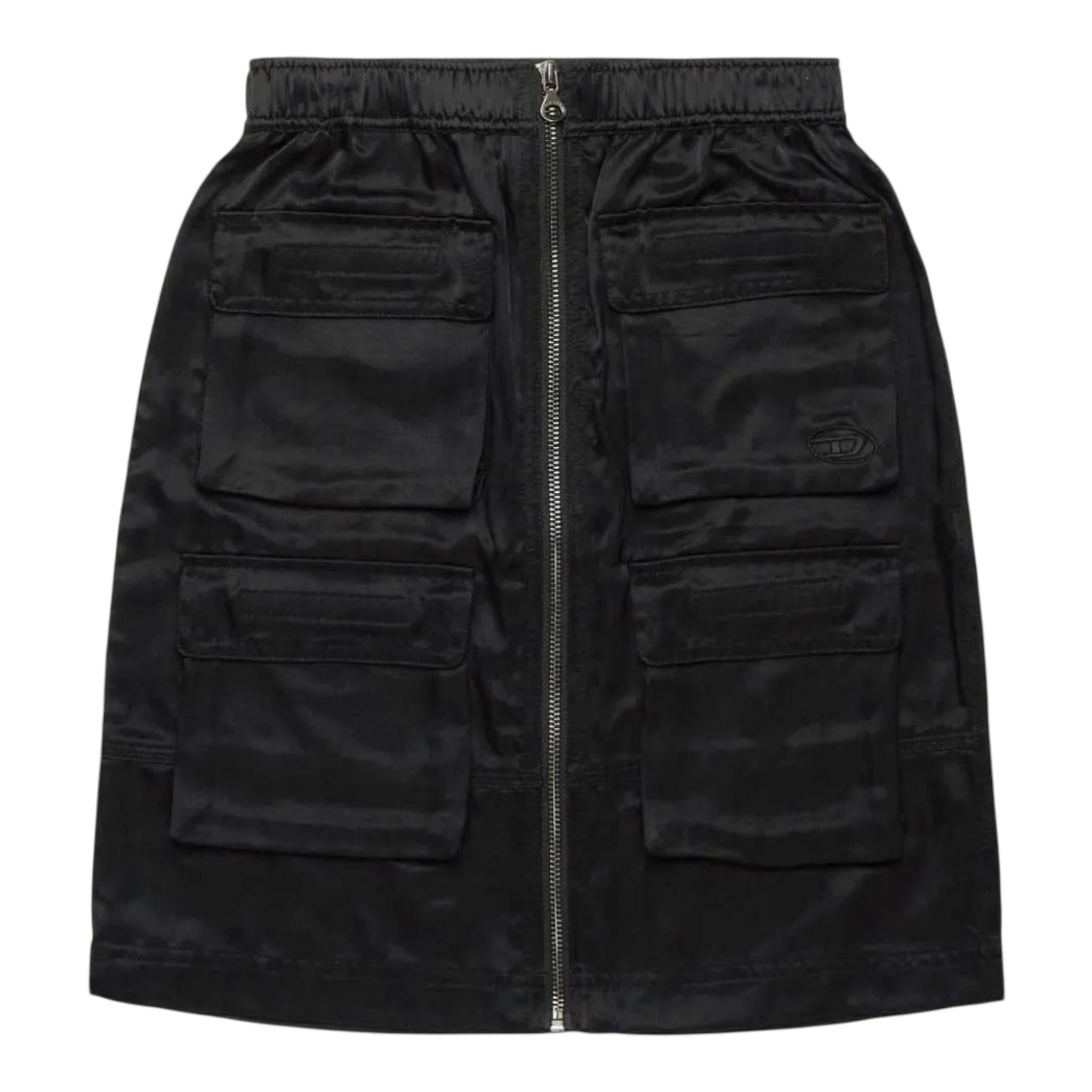 DIESEL gonna tinta unita con elastico in vita e zip Nero per Bambina J01951 NERO DIESEL 