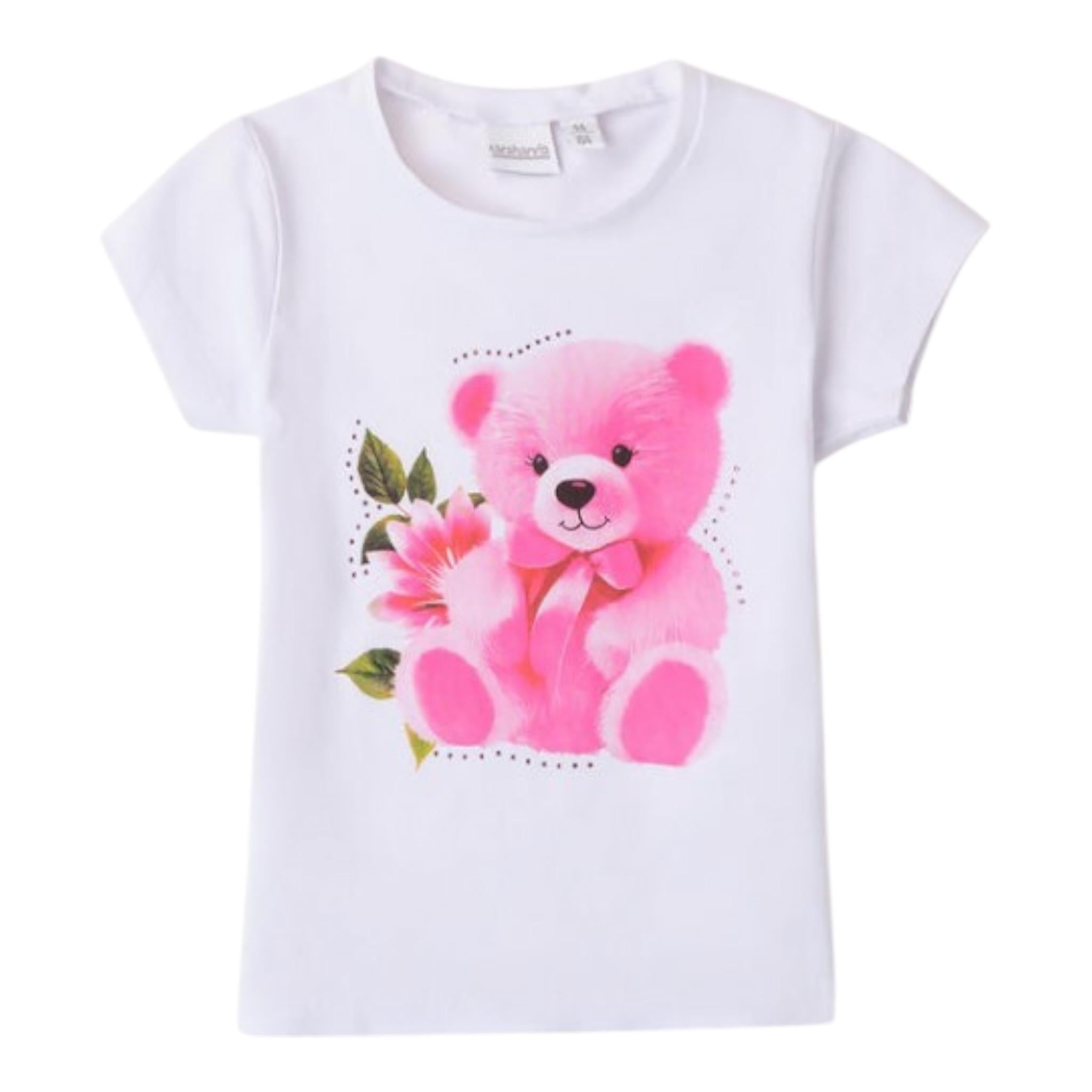 Sarabanda T-Shirt Girocollo tinta unita con Stampa Bianco per Bambina 0B208XJ BIANCO SARABANDA 