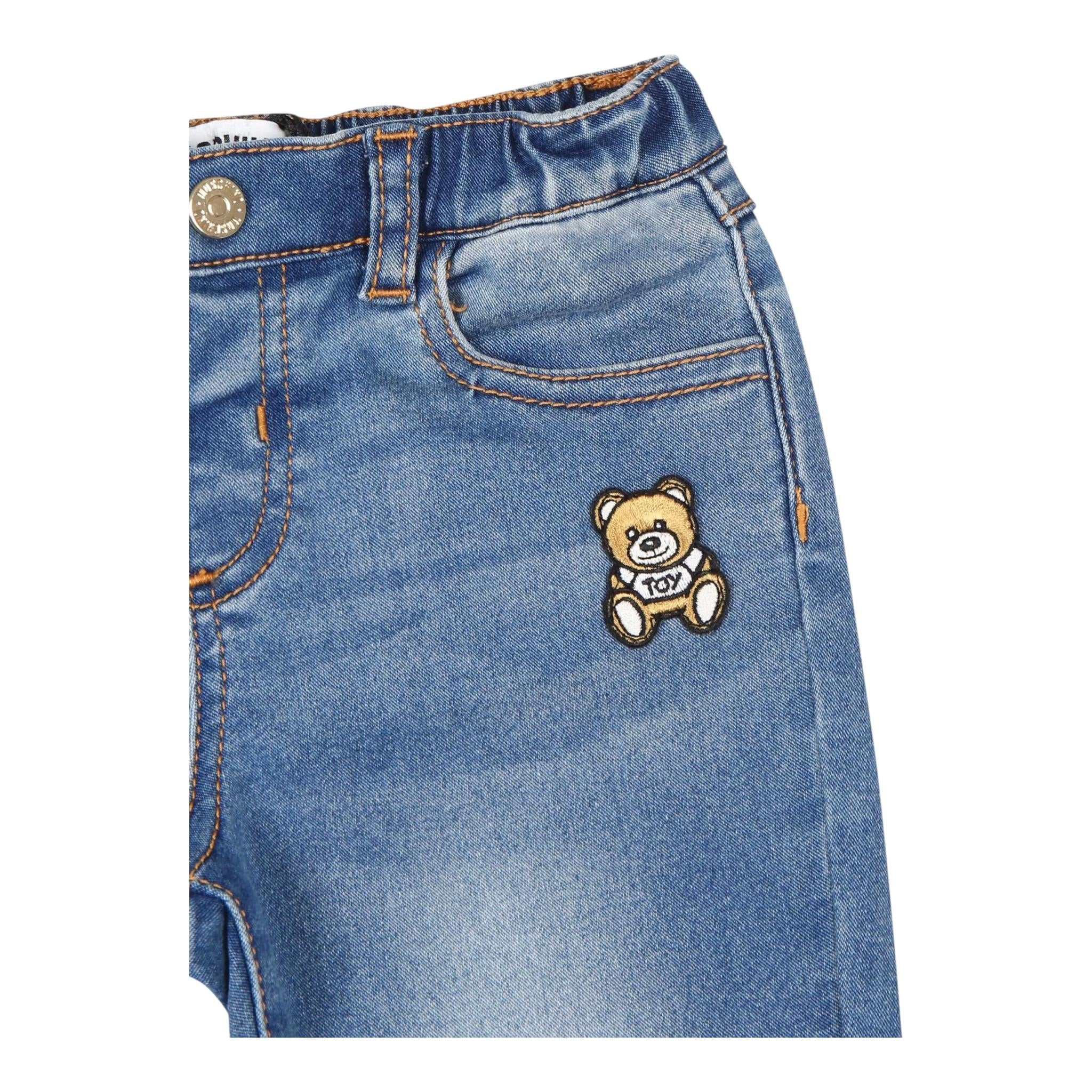 Moschino Jeans Tinta Unita con Elastico In Vita per Neonato MUP05FX AZZURRO MOSCHINO 