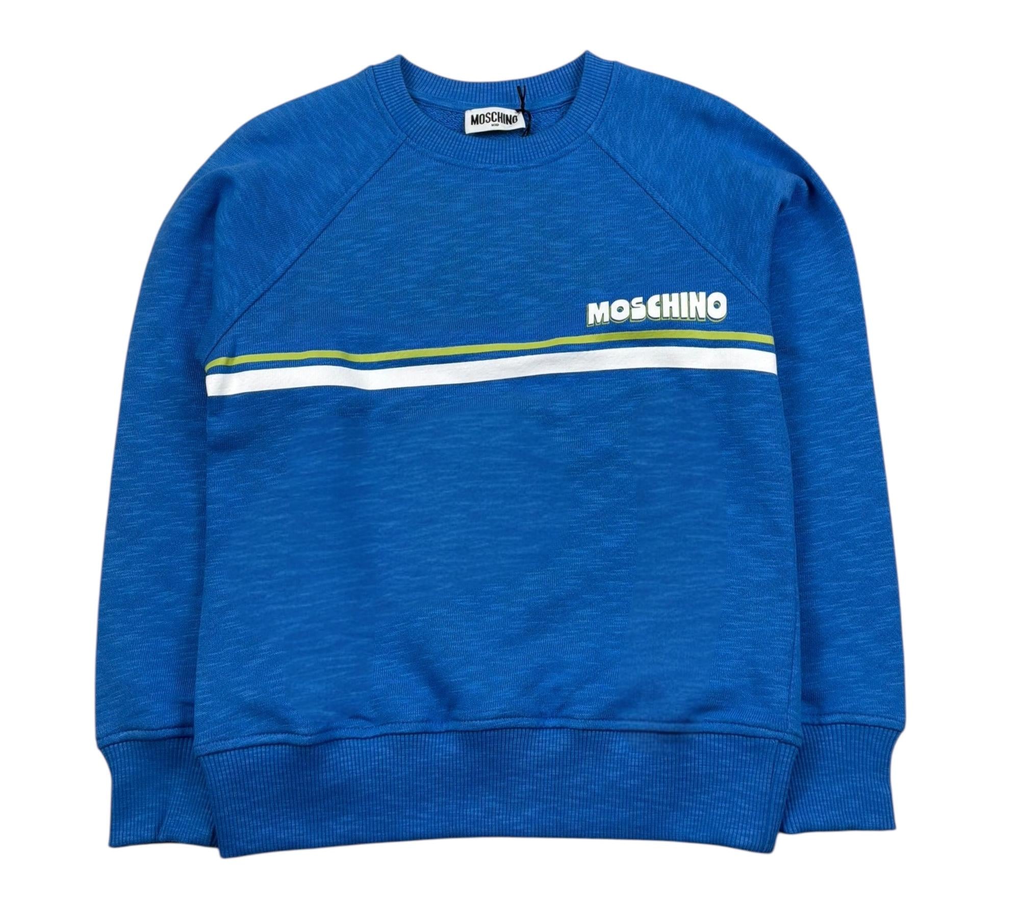 Moschino Felpa Chiusa Girocollo Tinta Unita con Logo per Bambino HUF09M BLU MOSCHINO 