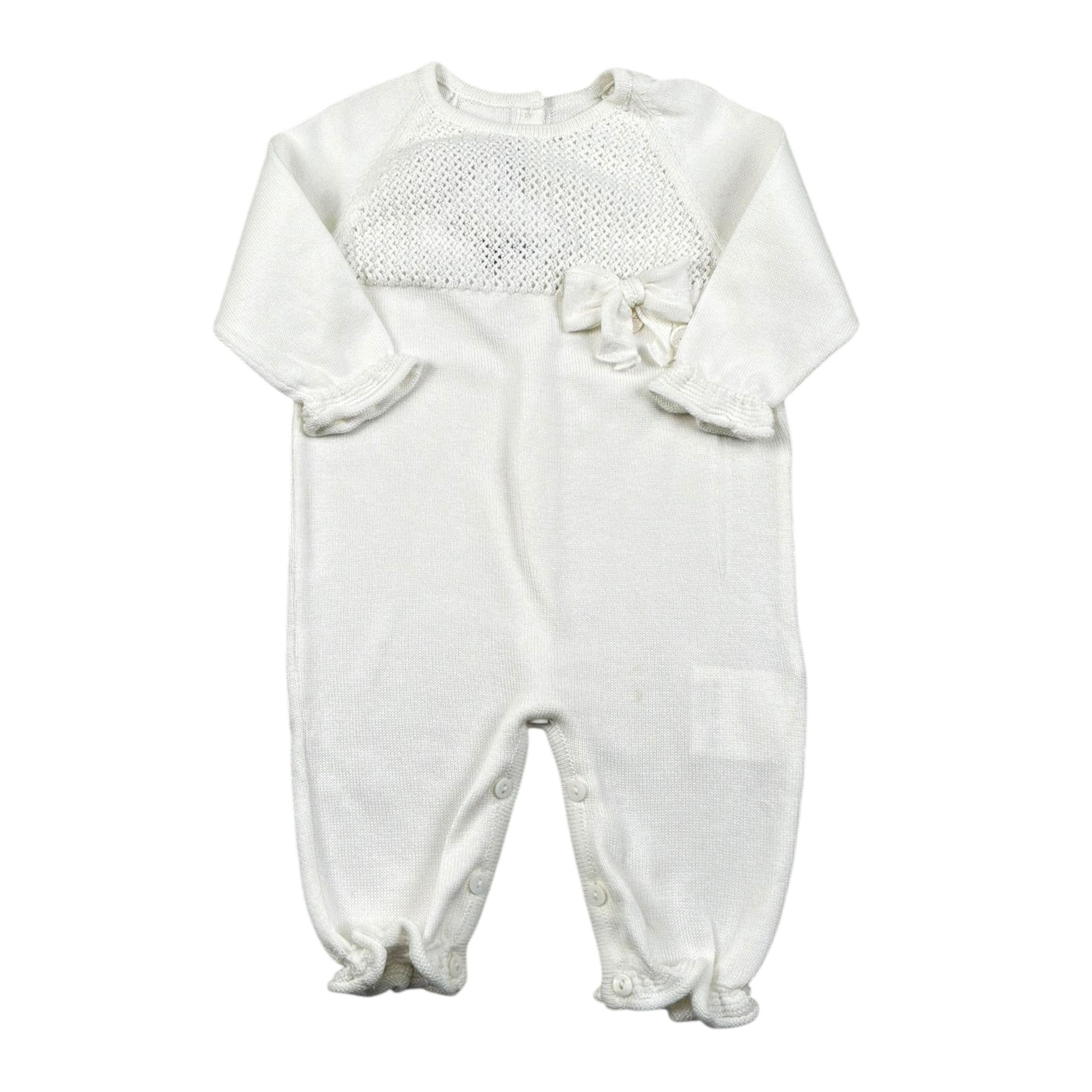 Le Coconne Tutina Tinta Unita con Applicazione Fiocco per Neonata LCN0586 PANNA LE COCONNE 