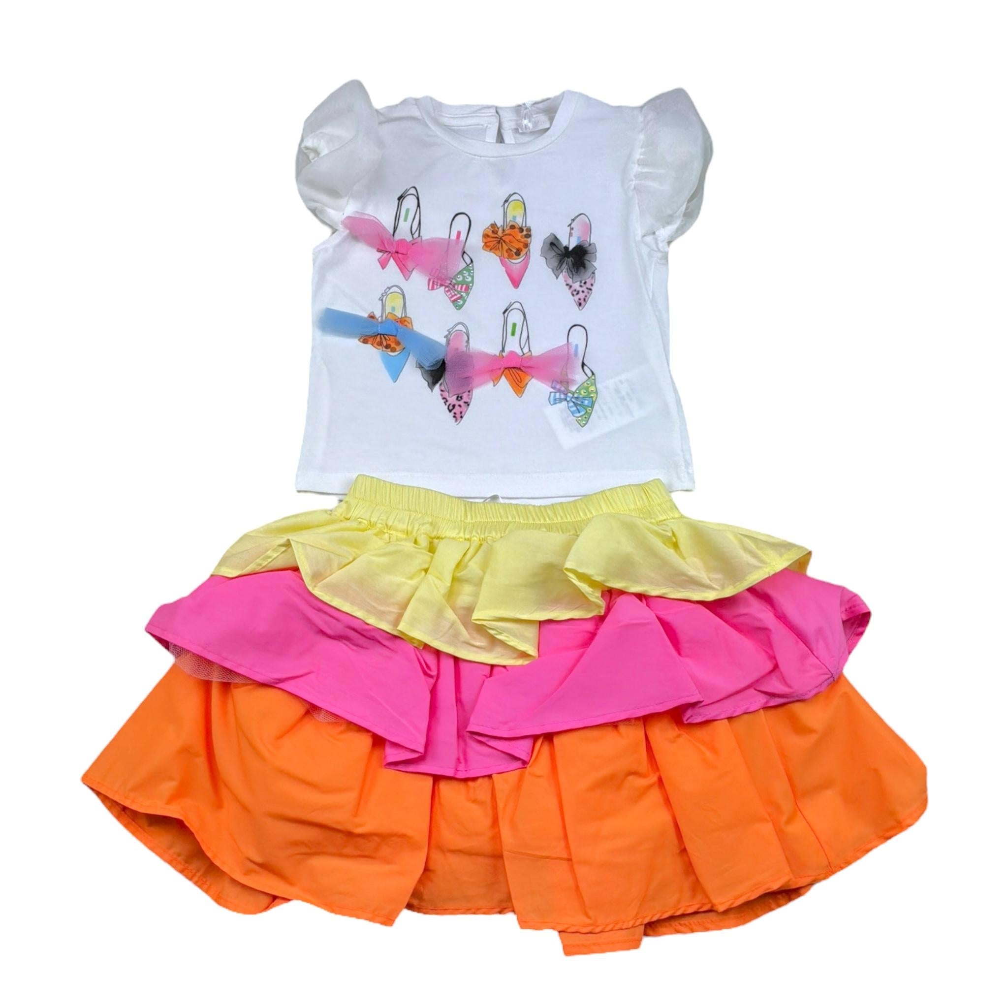 Miss Grant Completo 2 Pezzi Gonna-T-Shirt per Neonata MG1307 BIANCO MISS GRANT 