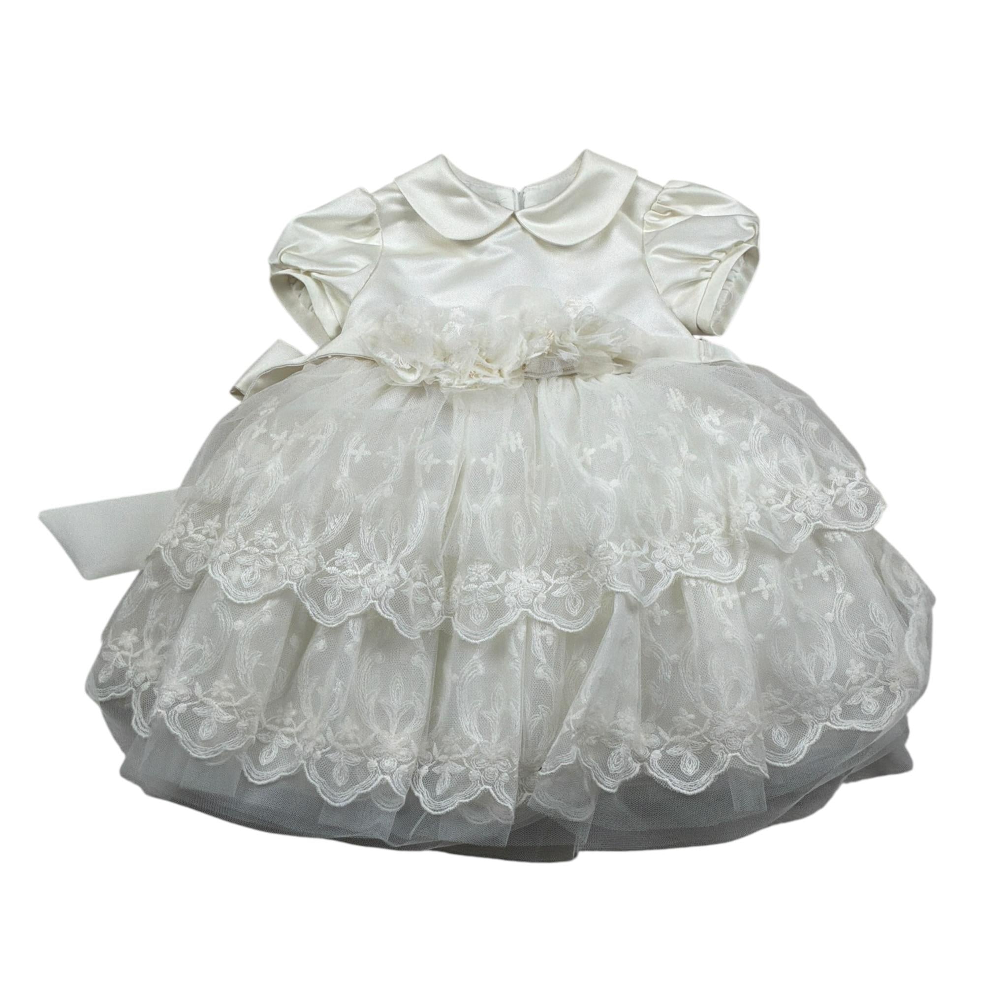 Colori Chiari Abito Mezza Manica tinta unita con Tulle Bianco per Neonata FN1053523232 BIANCO COLORI CHIARI 