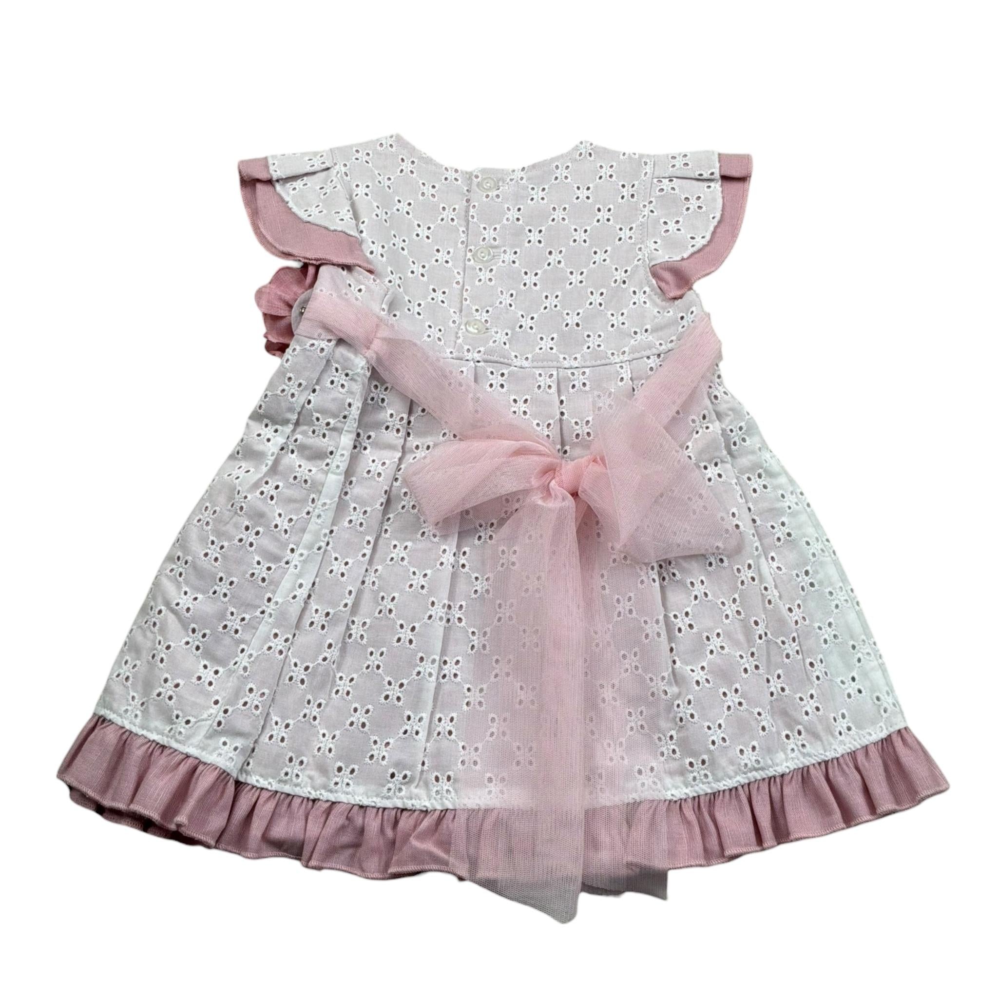 Juliana Abito Mezza Manica Bicolore con Applicazione per Neonata 25139 BIANCO/ROSA JULIANA 