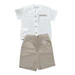 Calamaro Completo 2 Pezzi Camicia-Bermuda Bicolore per Bambino 11149 BIANCO/BEIGE CALAMARO 