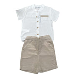 Calamaro Completo 2 Pezzi Camicia-Bermuda Bicolore per Bambino 11149 BIANCO/BEIGE CALAMARO 