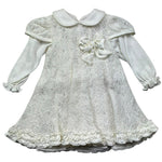 Aletta Abito Manica Lunga Tinta Unita con Ricami per Neonata RH99050 PANNA ALETTA 