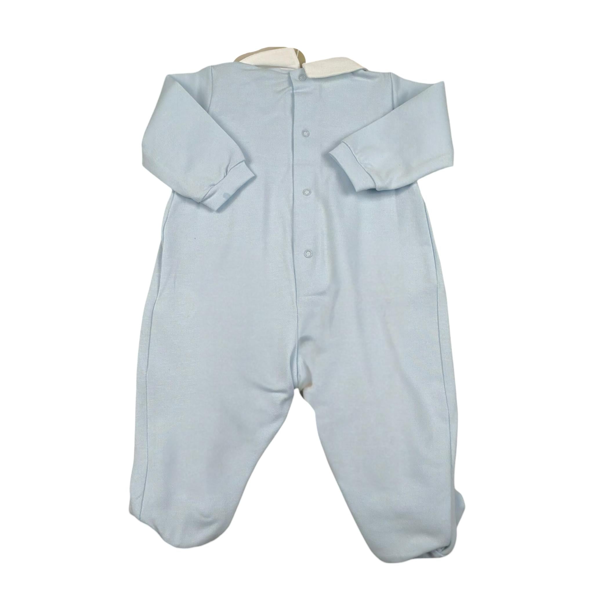 Lalalu' Tutina Tinta Unita con Colletto E Ricami per Neonato TJL01P AZZURRO LALALU' 
