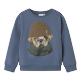 NAME.IT felpa chiusa girocollo tinta unita con stampa in contrasto Blu per Bambino 13236357 BLU NAME.IT 