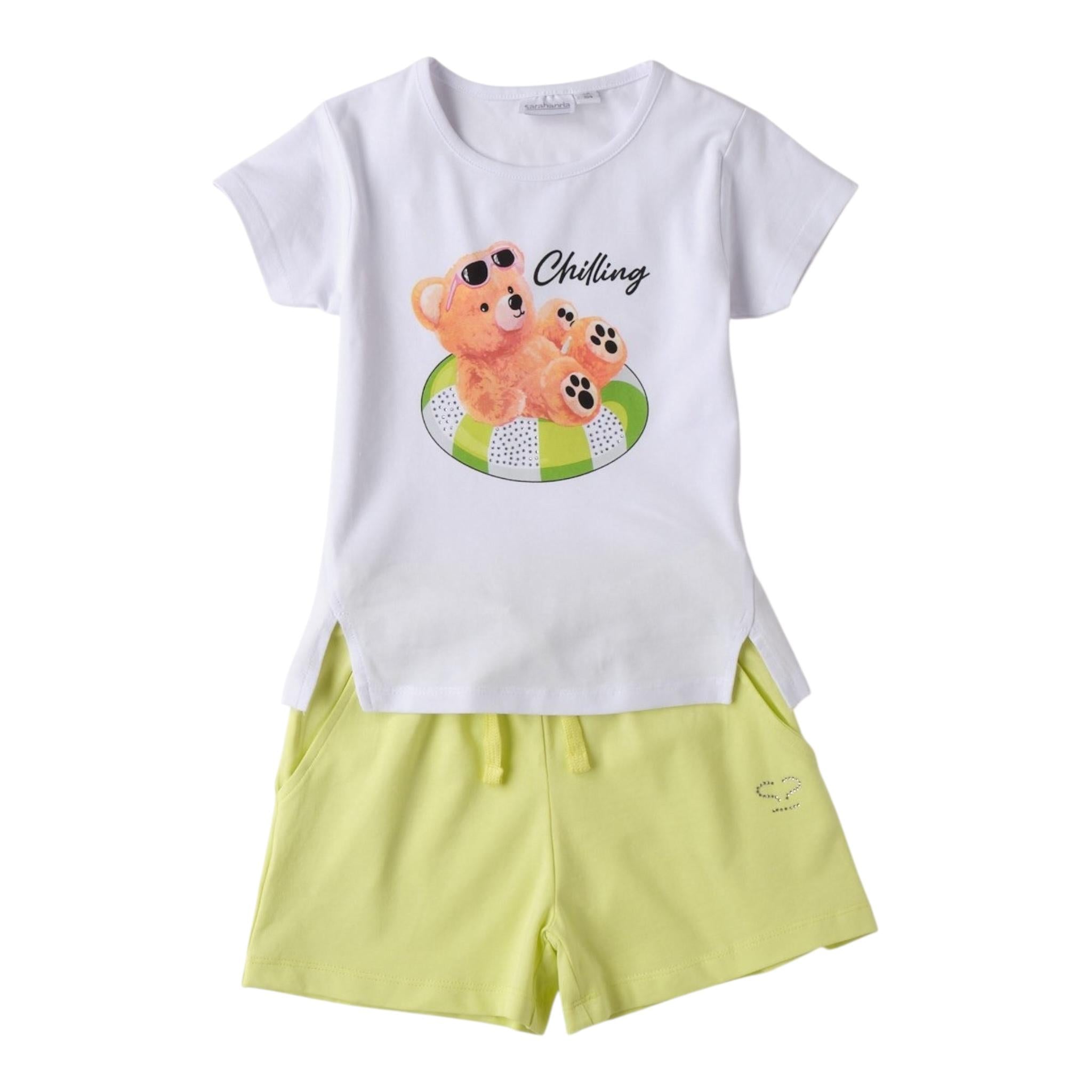 Sarabanda Completo 2 Pezzi T-Shirt-Shorts per Neonata 0B252 BIANCO SARABANDA 