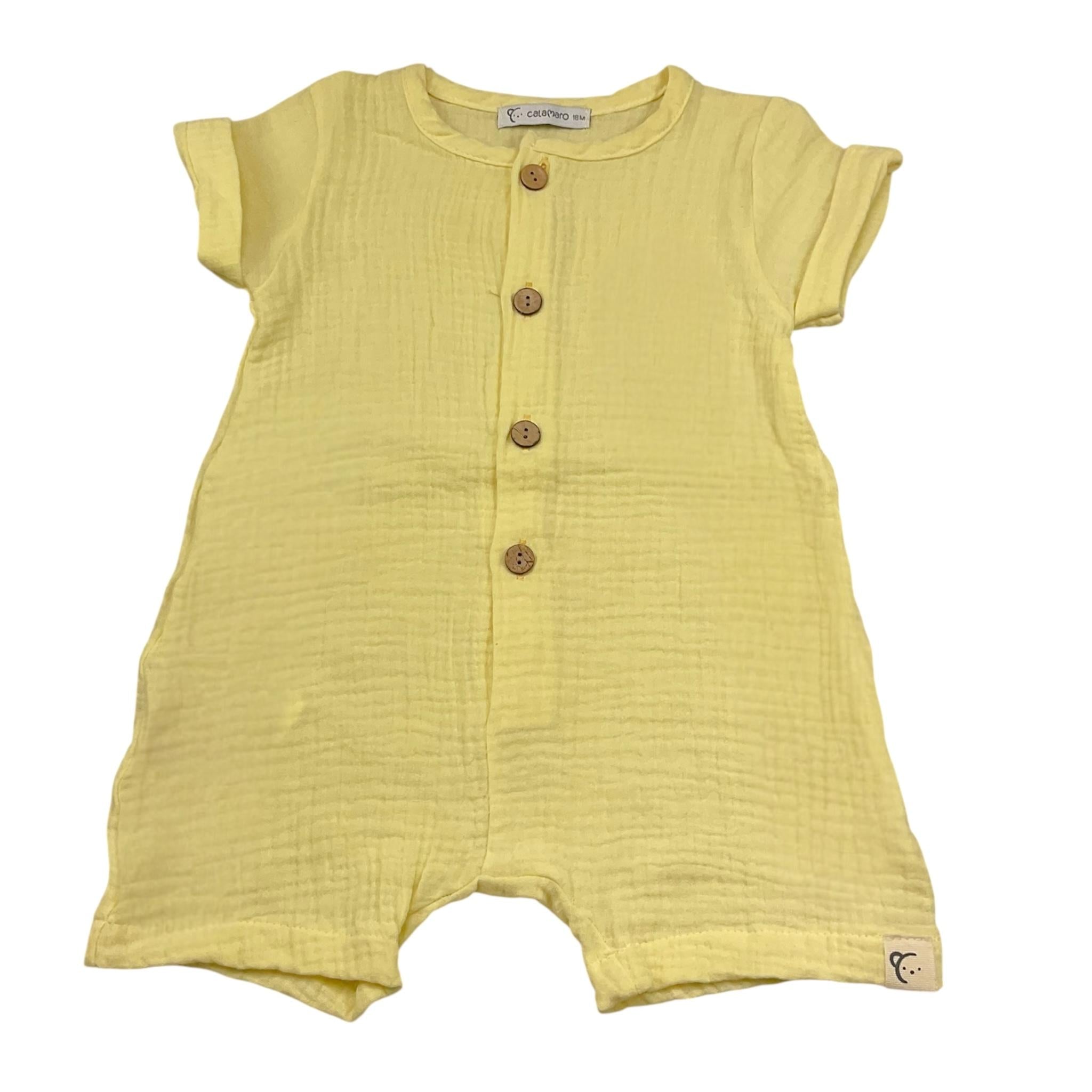 Calamaro Pagliaccetto Tinta Unita Mezza Manica per Neonato 32443 GIALLO CALAMARO 