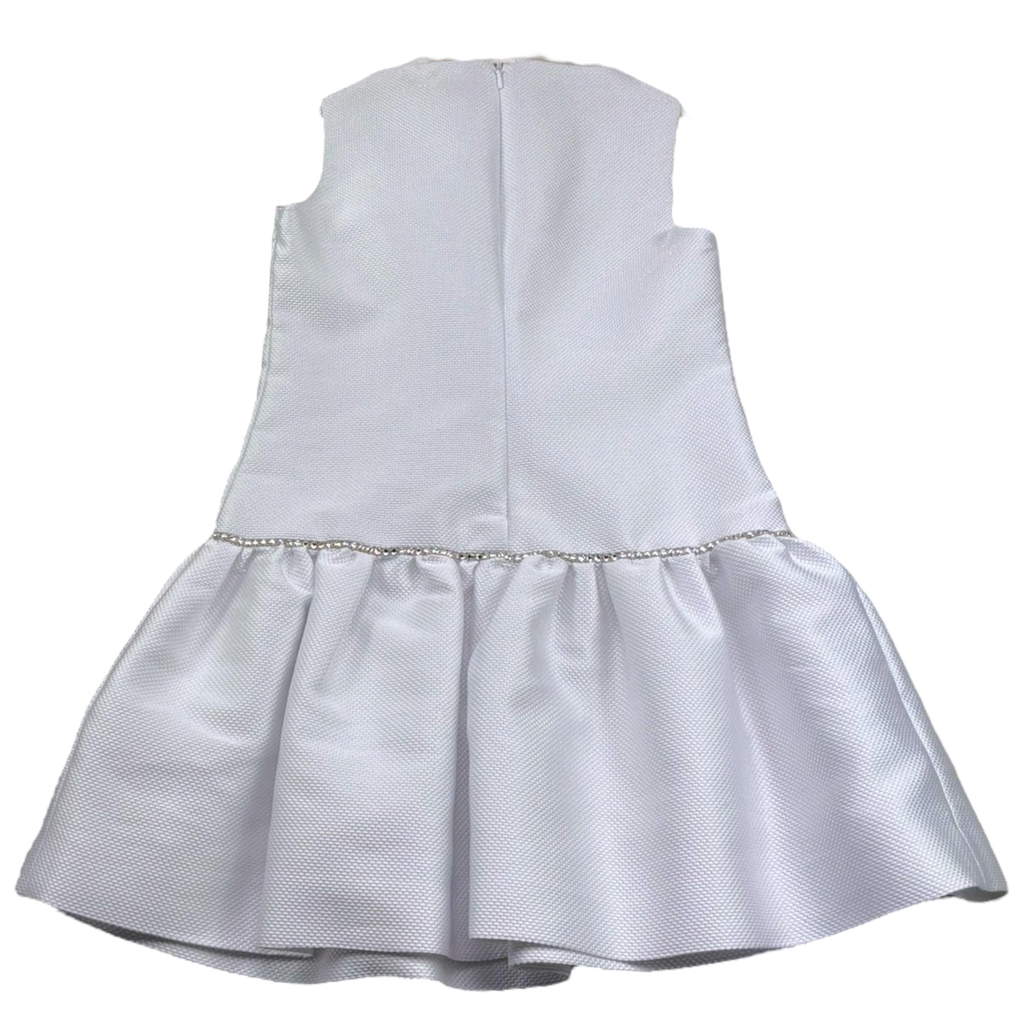 Monnalisa Abito Cerimonia Tinta Unita con Brillantini per Bambina 71192 BIANCO MONNALISA 