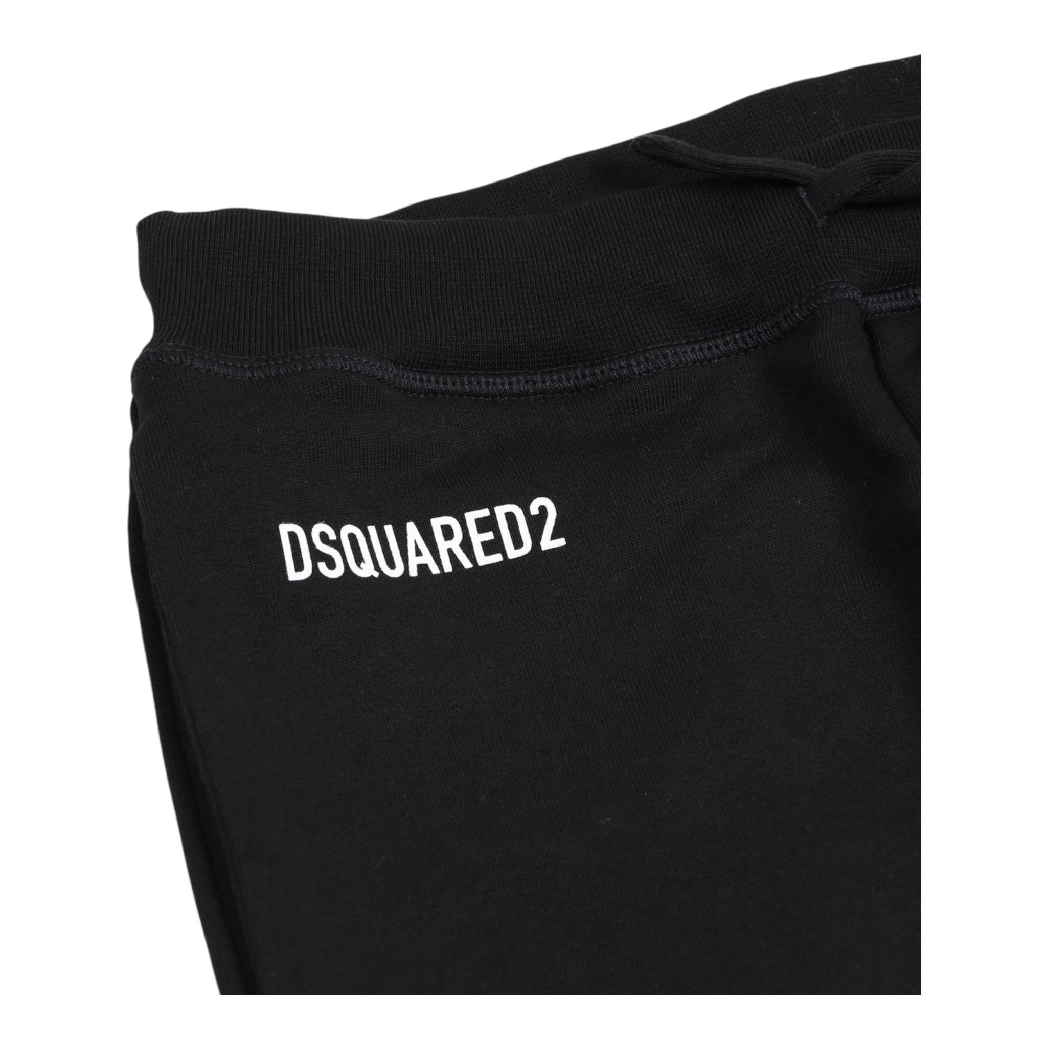 Dsquared2 Pantalone Tuta Tinta Unita con Logo per Bambino DQ2527XXXX NERO DSQUARED2 