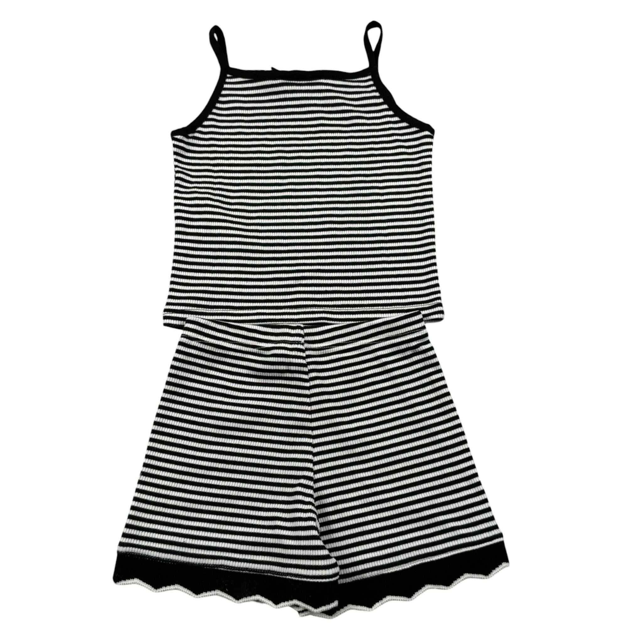 Please Completo 2 Pezzi Canotta-Short Fantasia A Righe per Bambina KB06071G71 BIANCO/NERO PLEASE 